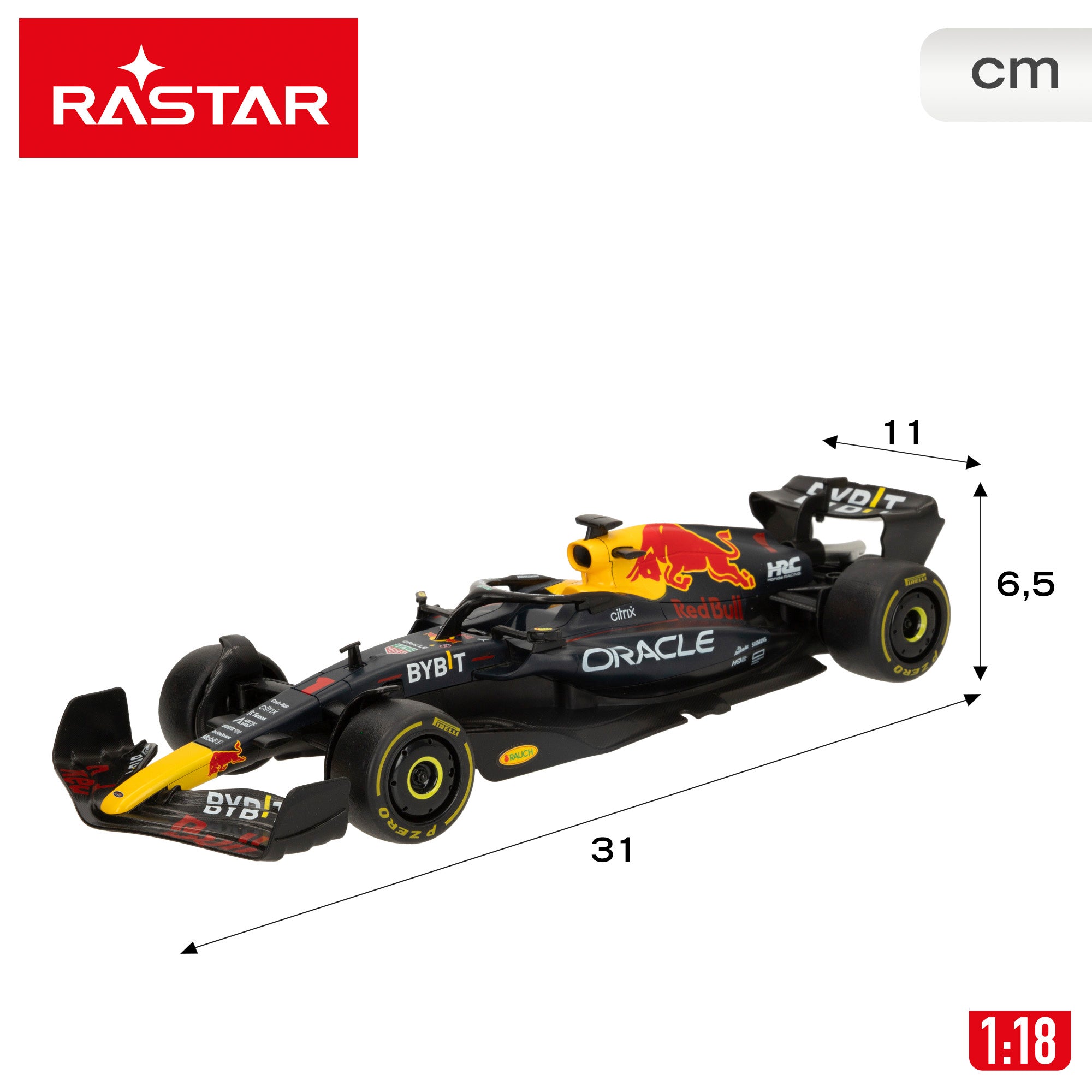 RASTAR Coche teledirigido oficial F1 2022 Oracle Red Bull Racing RB18 1:18