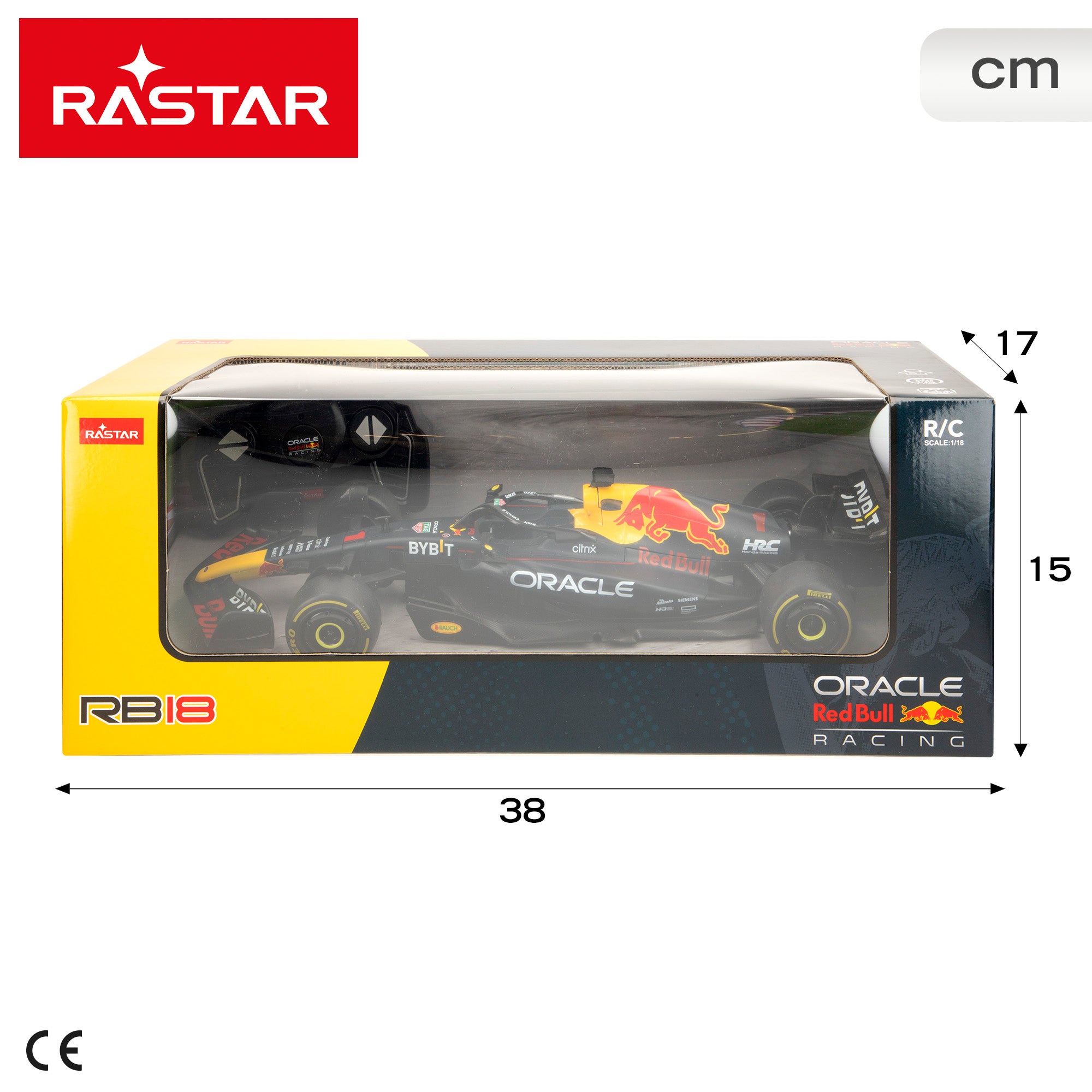 RASTAR Coche teledirigido oficial F1 2022 Oracle Red Bull Racing RB18 1:18
