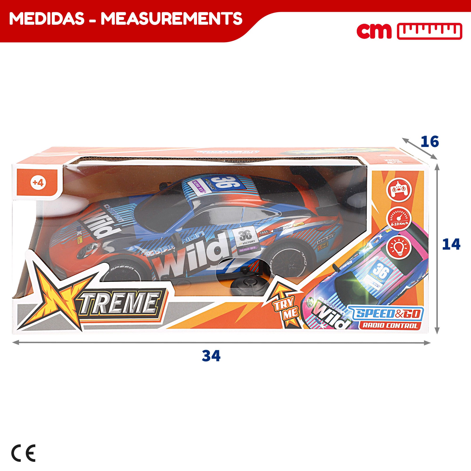Coche teledirigido Xtreme deportivo con luz 1:18 Speed & Go