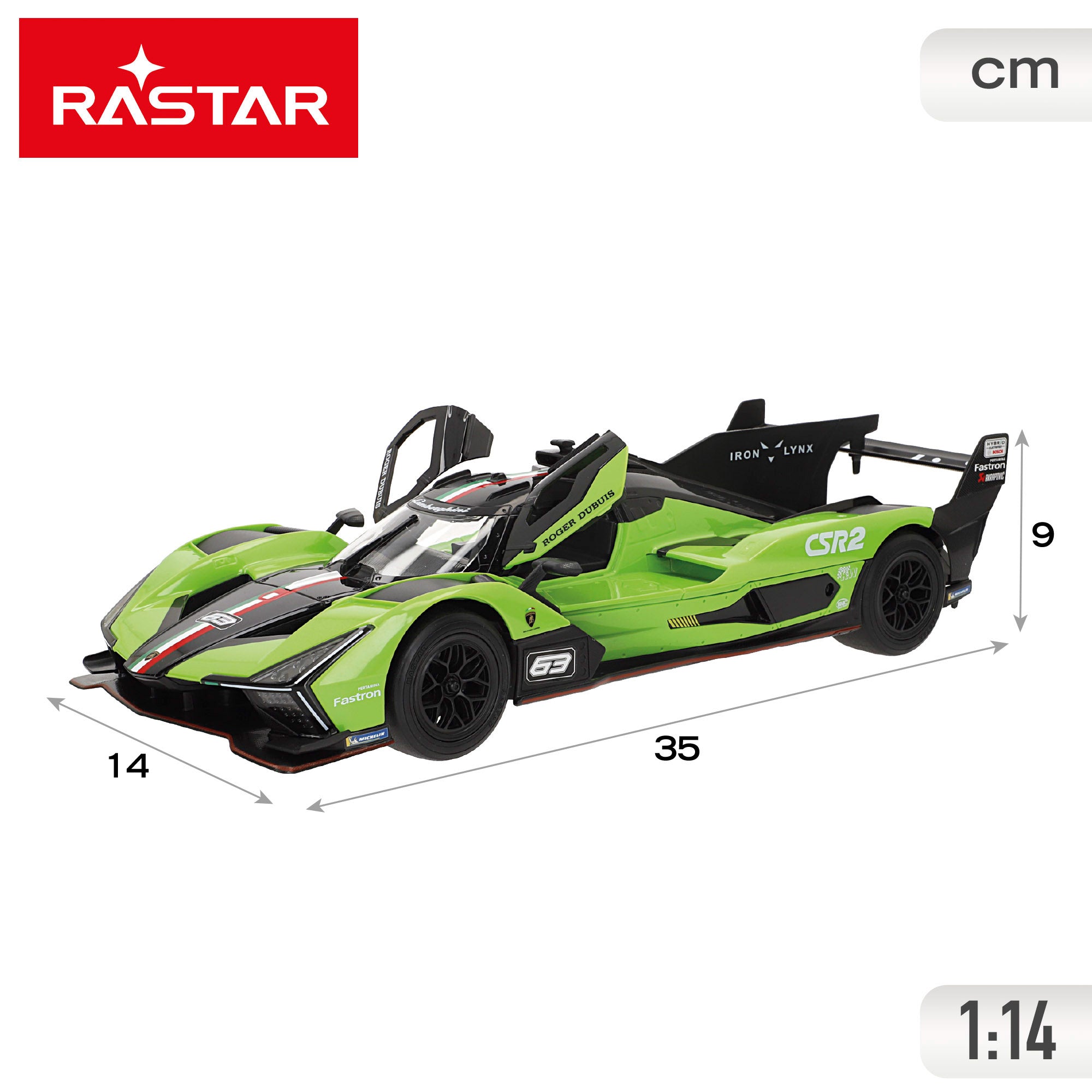 RASTAR Coche teledirigido Lamborghini SC63 LMDh 1:14