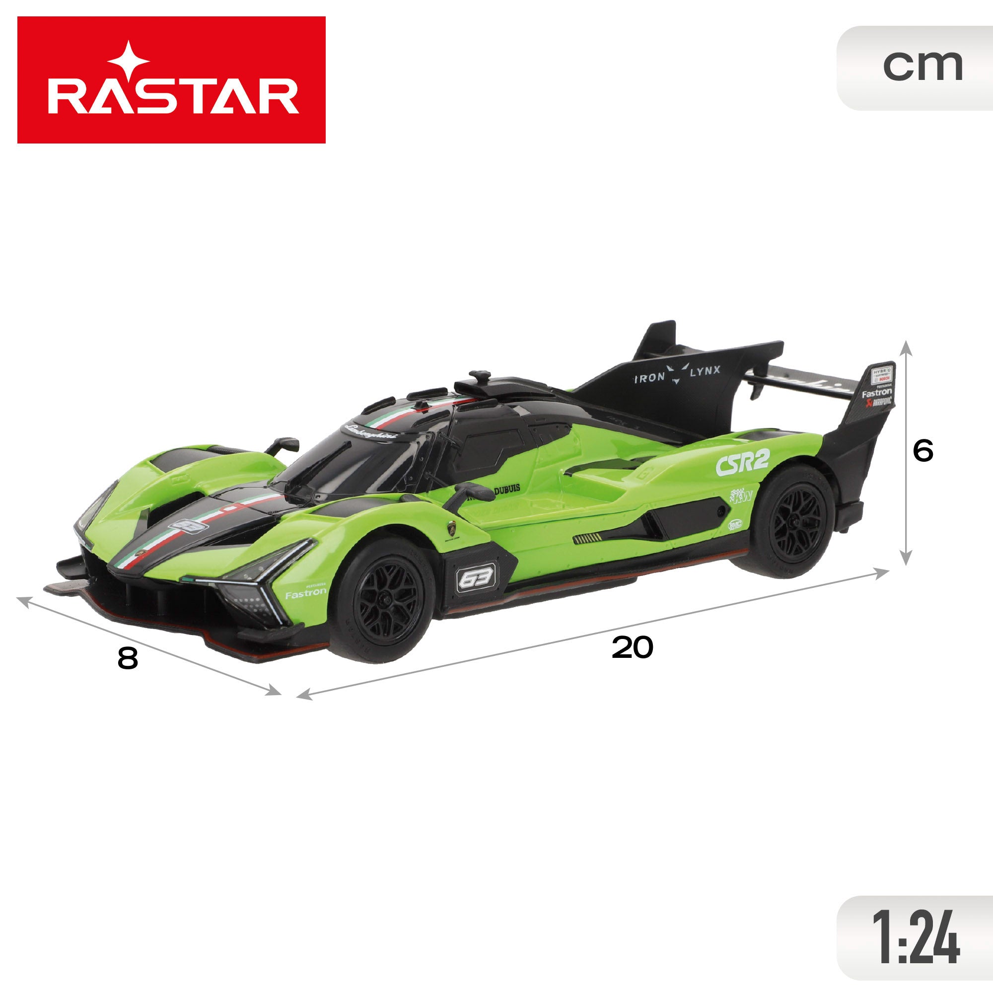 RASTAR Coche teledirigido Lamborghini SC63 LMDh 1:24