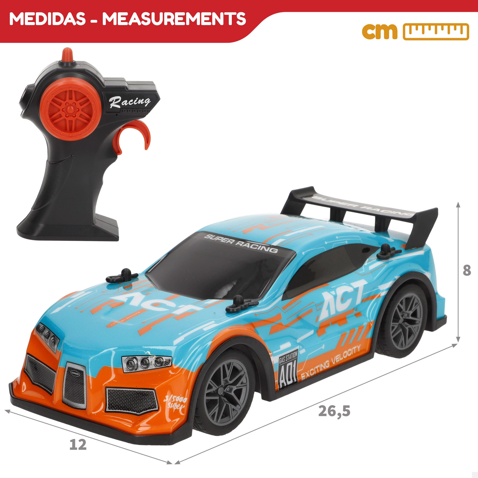 Coche teledirigido radiocontrol con luz y sonido 1:16 Speed & Go