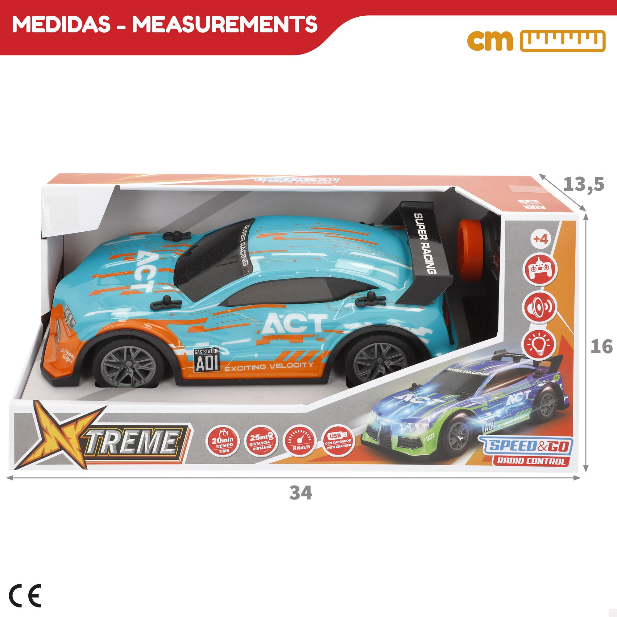 Coche teledirigido radiocontrol con luz y sonido 1:16 Speed & Go