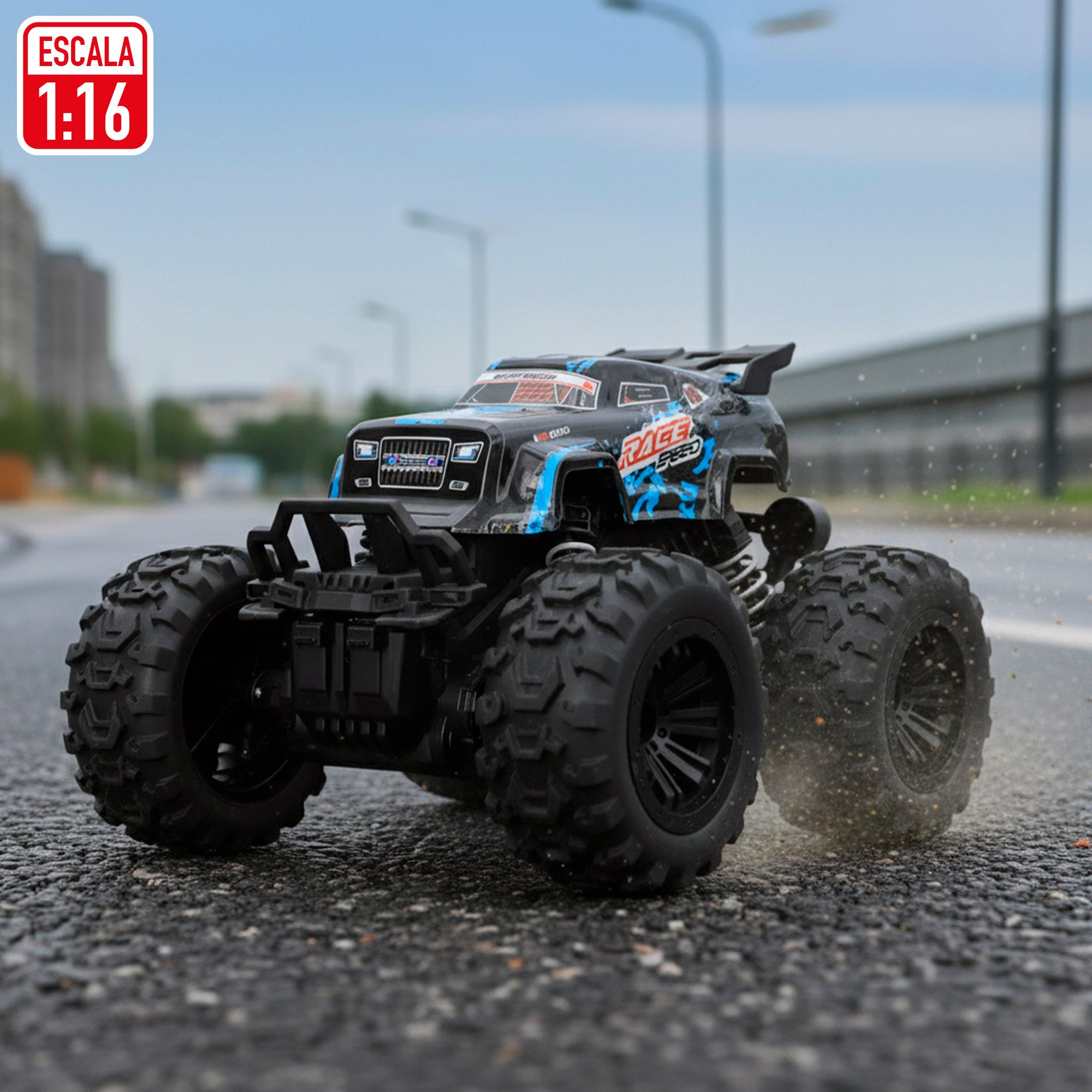 Coche todoterreno teledirigido ruedas grandes alta adherencia 1:16 Speed & Go