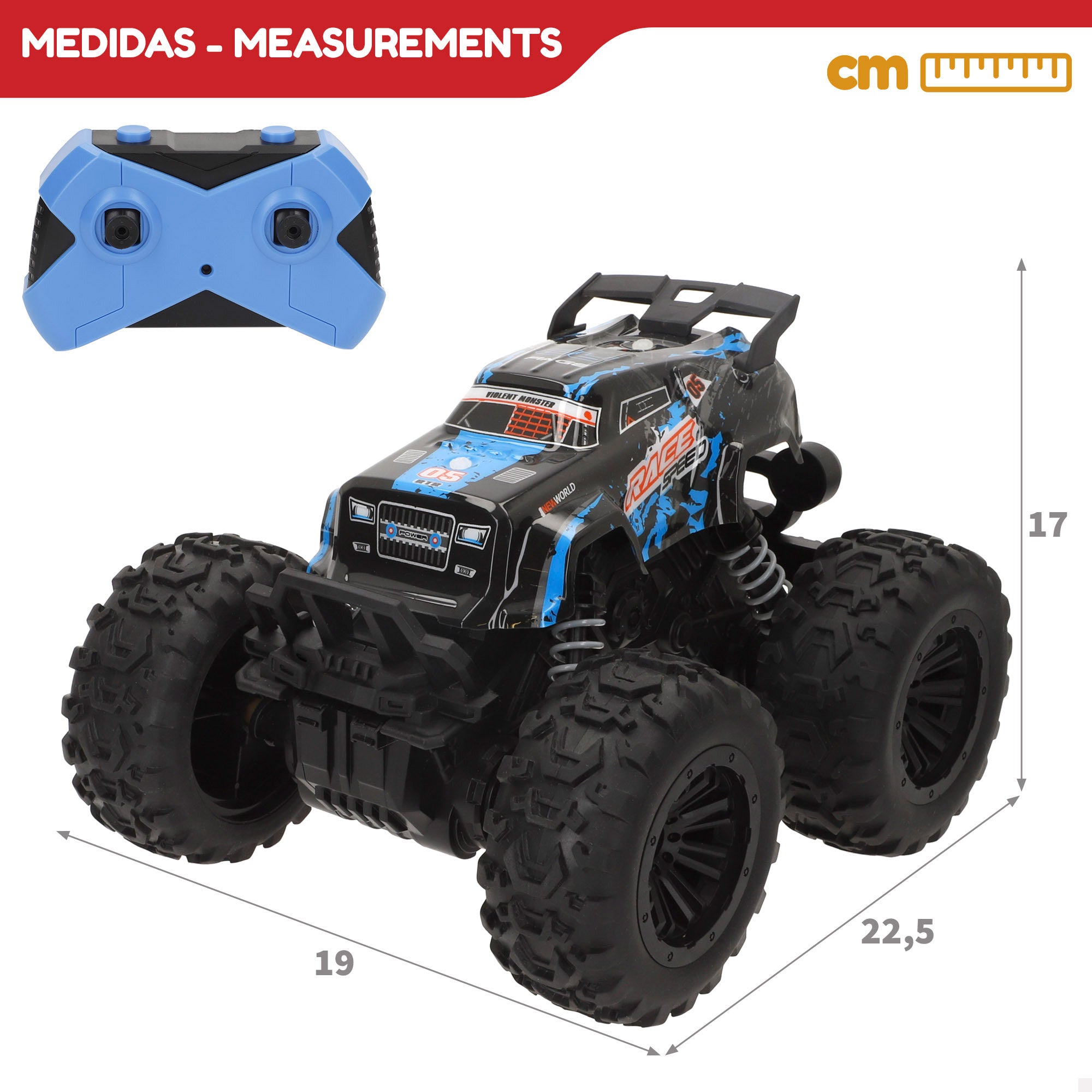 Coche todoterreno teledirigido ruedas grandes alta adherencia 1:16 Speed & Go