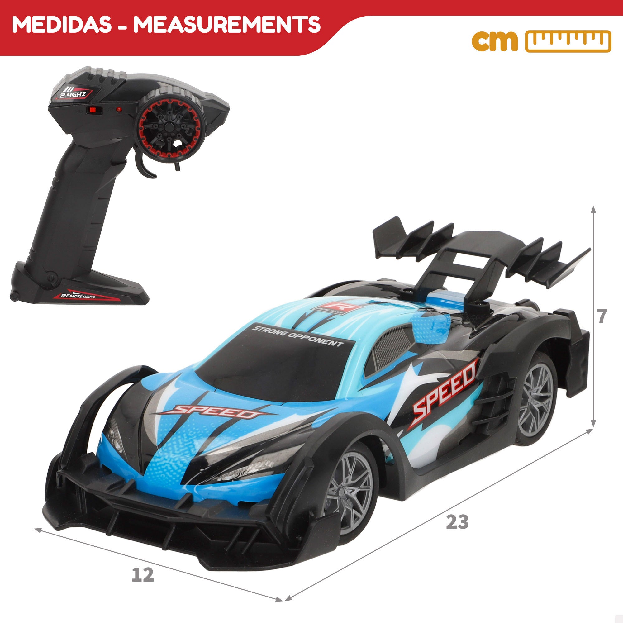 Coche teledirigido deportivo azul 1:18 Speed & Go