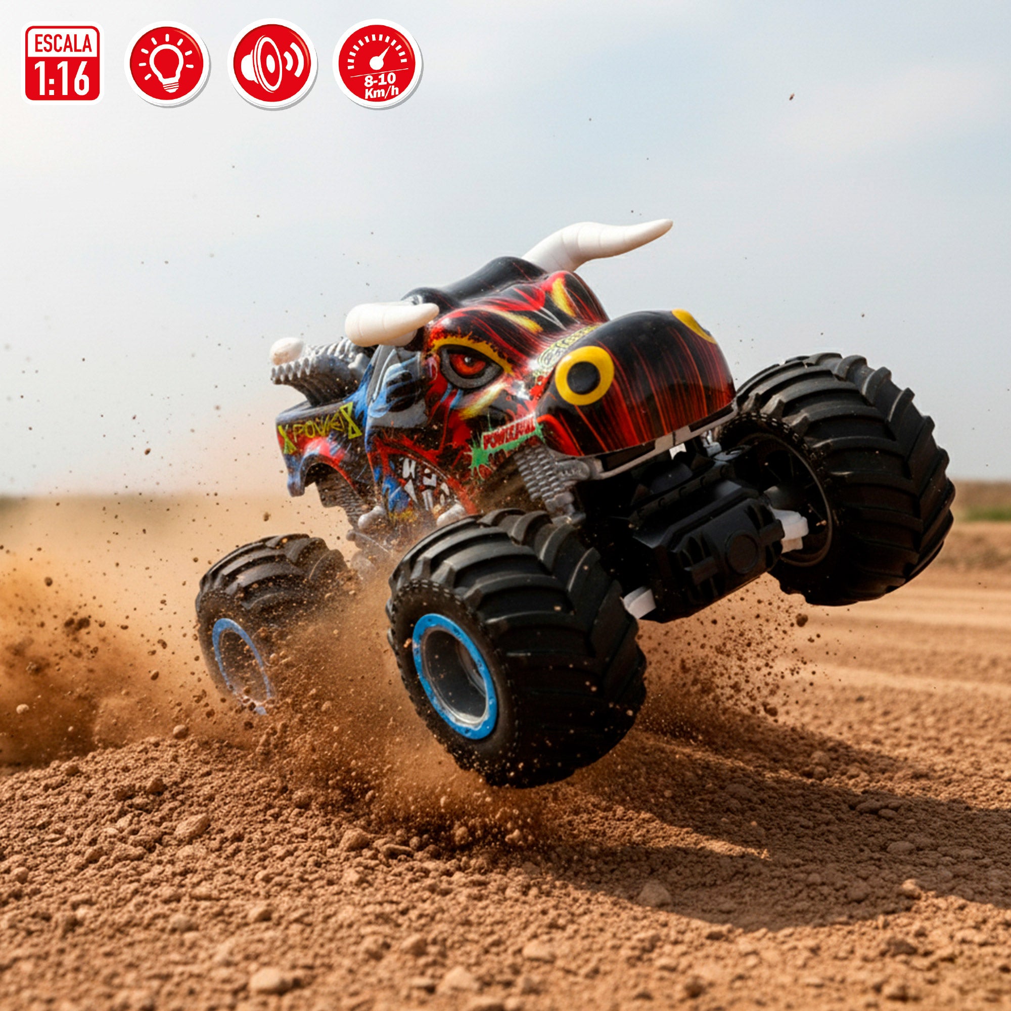 Coche todoterreno teledirigido con luz, sonido y humo 1:16 Speed & Go