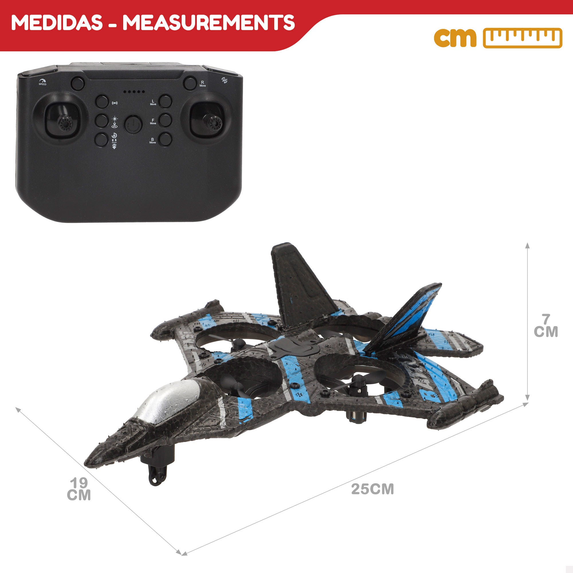 Drone juguete teledirigido de combate giro 360º c/giroscopio 25 cm Speed & Go