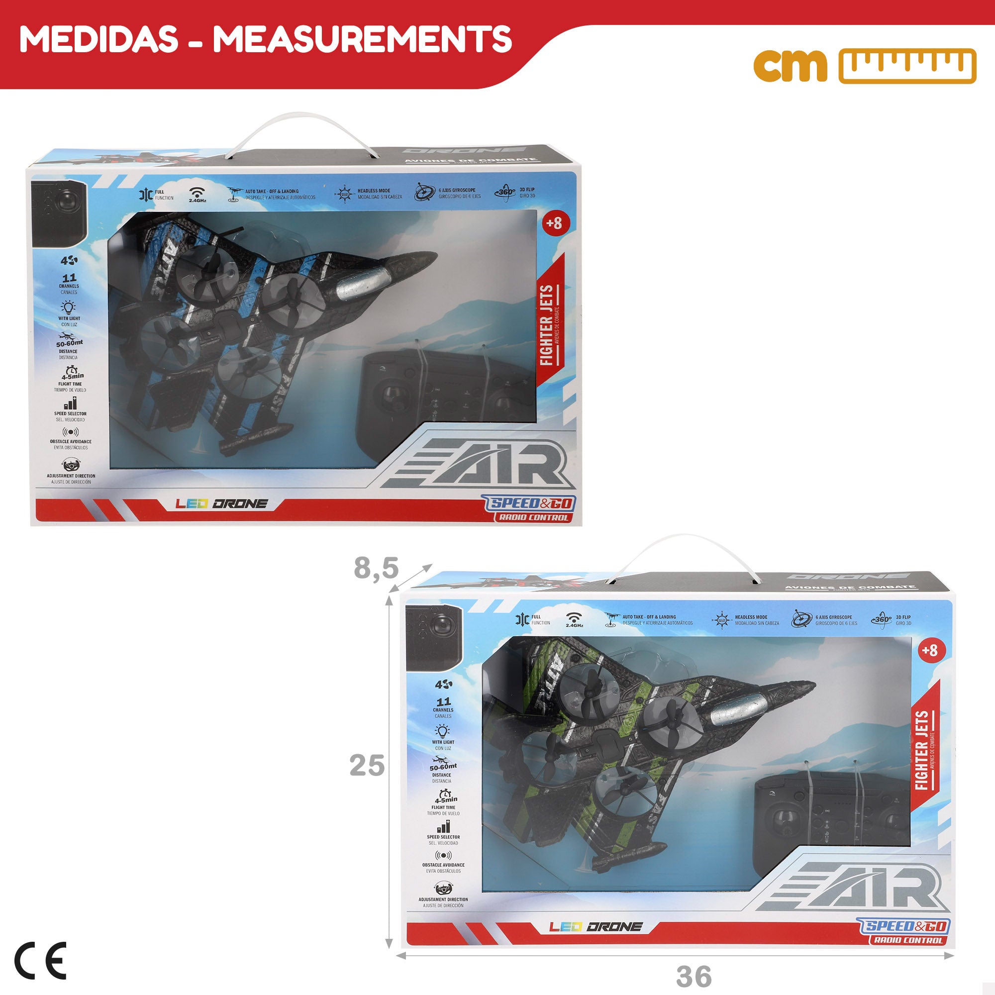 Drone juguete teledirigido de combate giro 360º c/giroscopio 25 cm Speed & Go