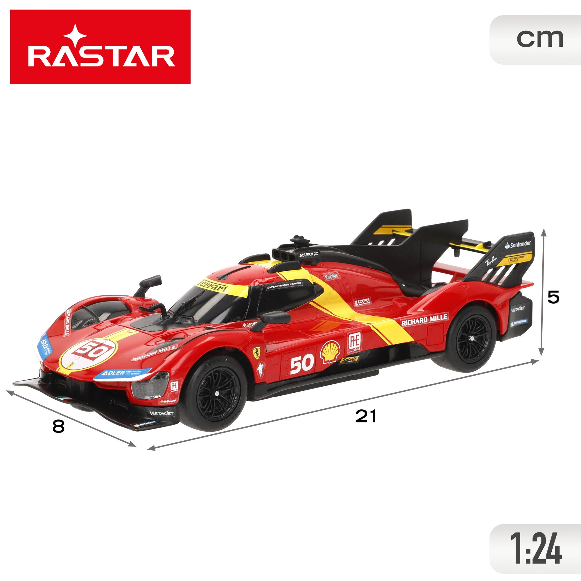 RASTAR Coche teledirigido Ferrari 499P 50 Le Mans Hypercar 1:24