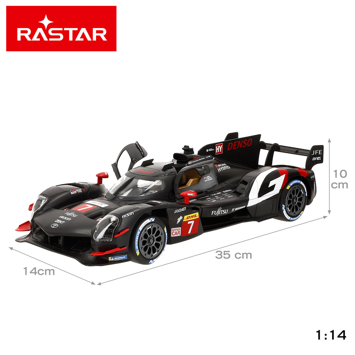 RASTAR Coche radiocontrol licencia oficial Toyota GR010 Hybrid WEC 1:14