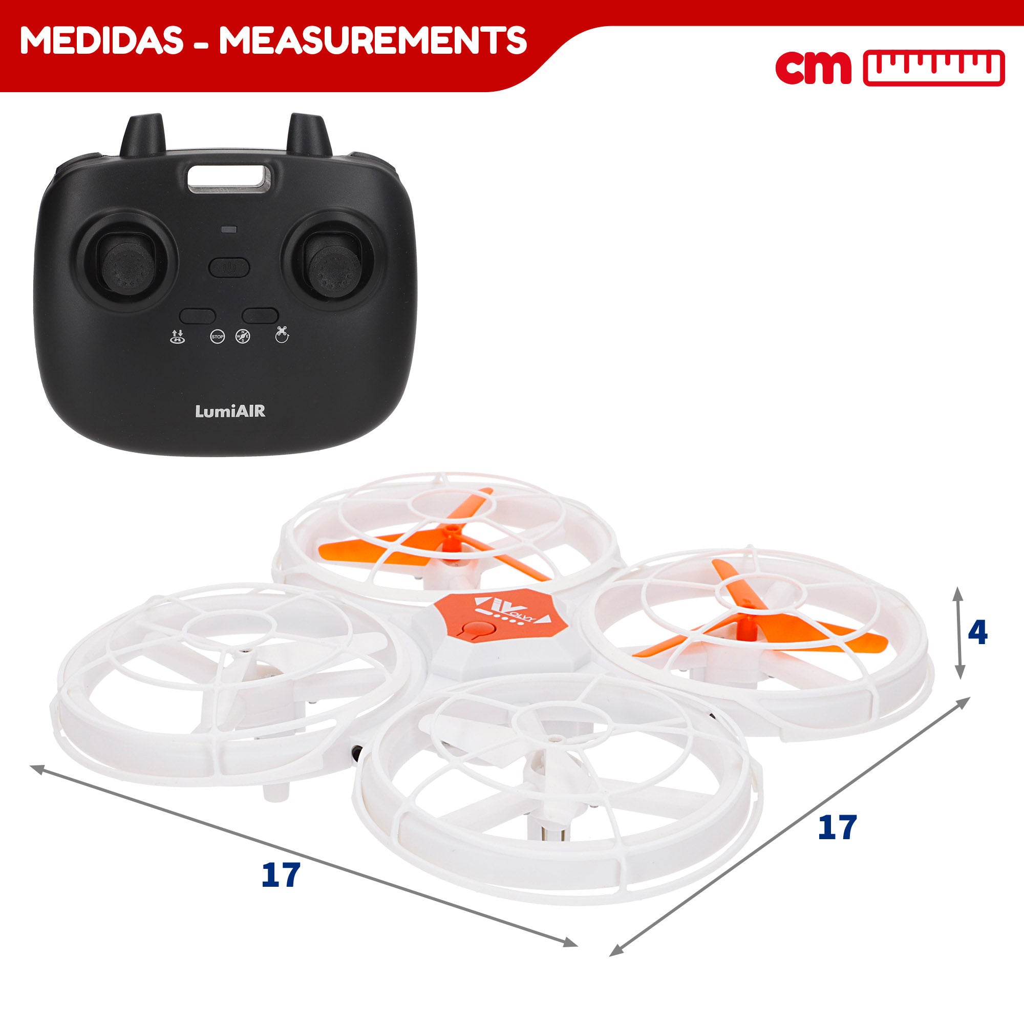 Drone juguete teledirigido 360º con luces LED 17x17 cm Speed & Go