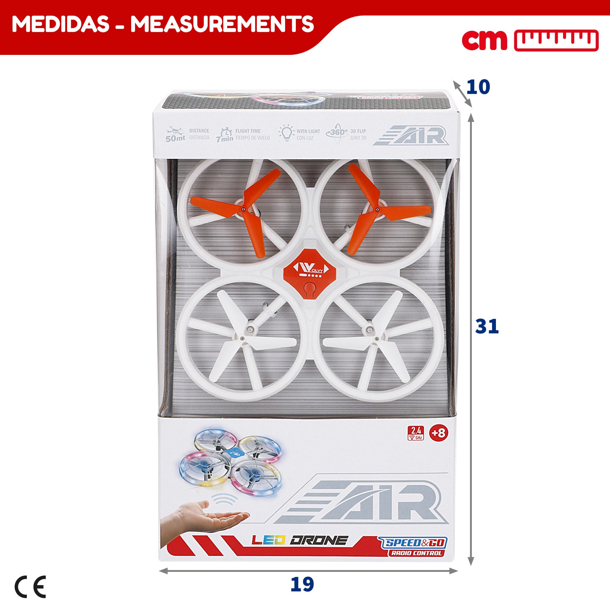 Drone juguete teledirigido 360º con luces LED 17x17 cm Speed & Go