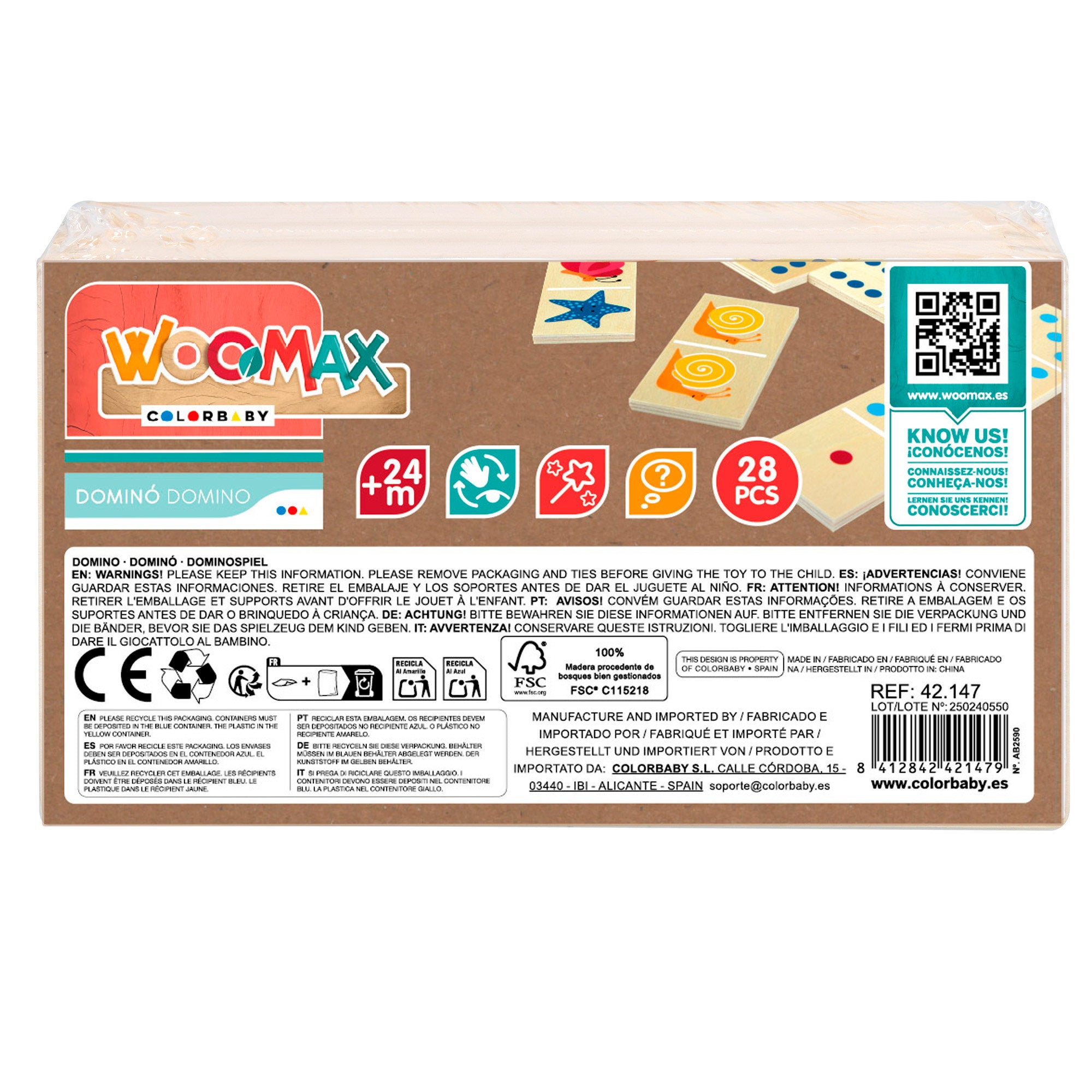 WOOMAX Dominó infantil de madera