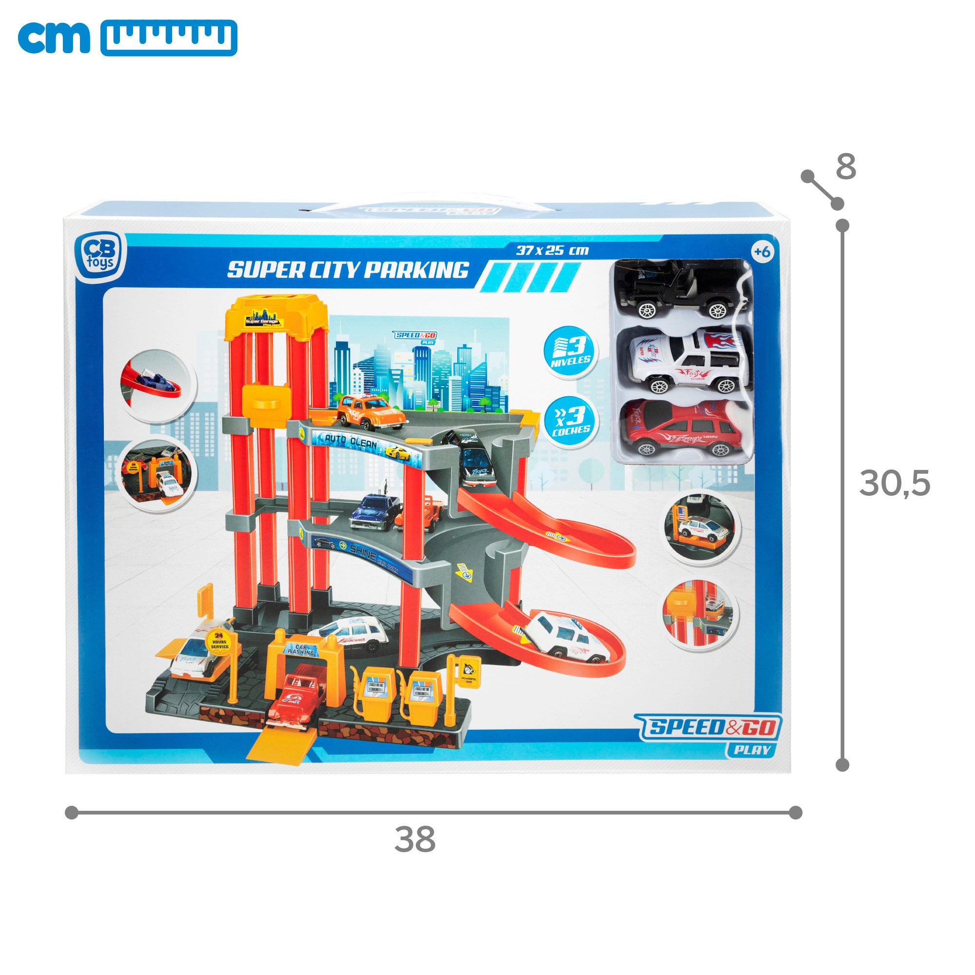 Parking infantil 3 niveles y 3 coches Speed & Go