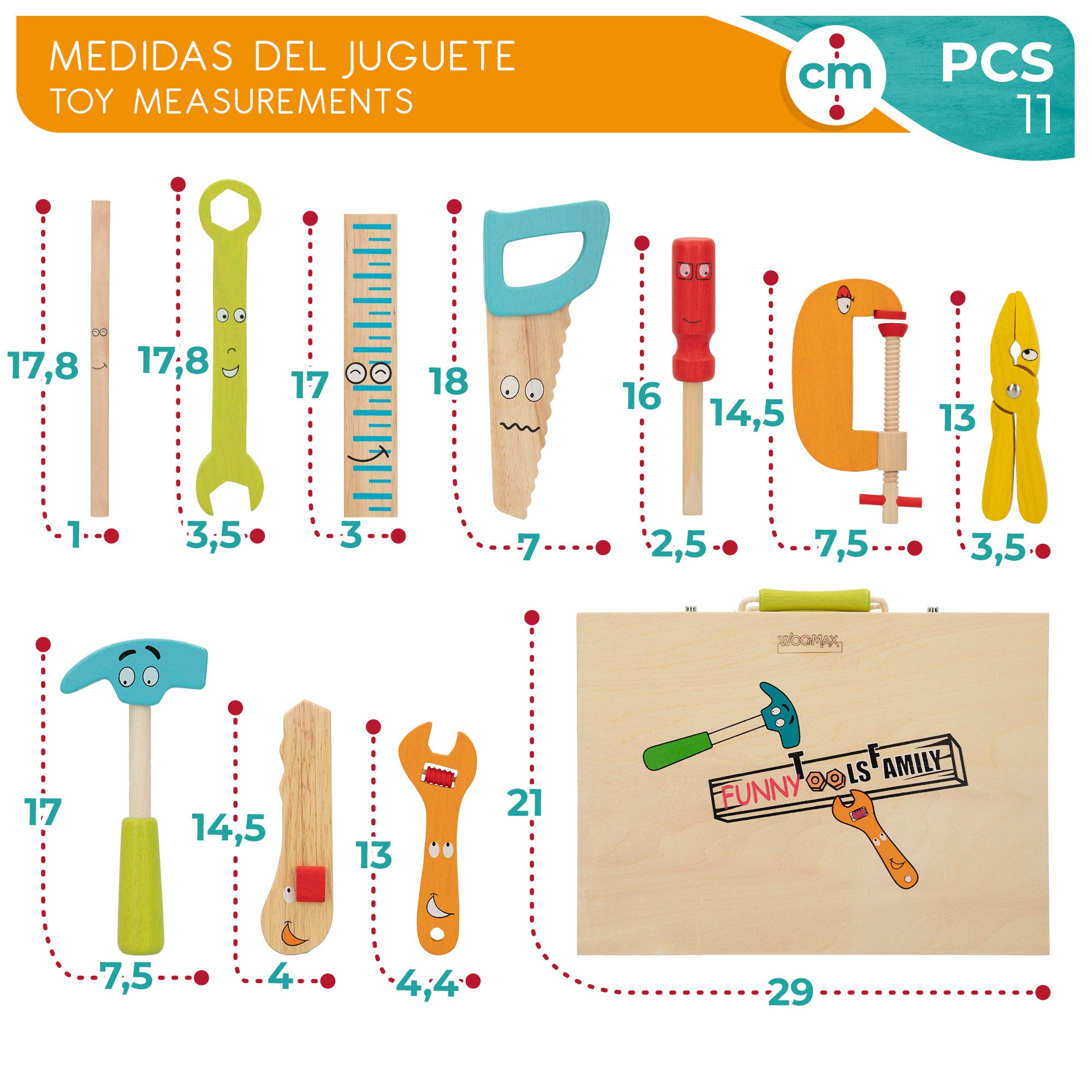 WOOMAX Maletín herramientas de madera