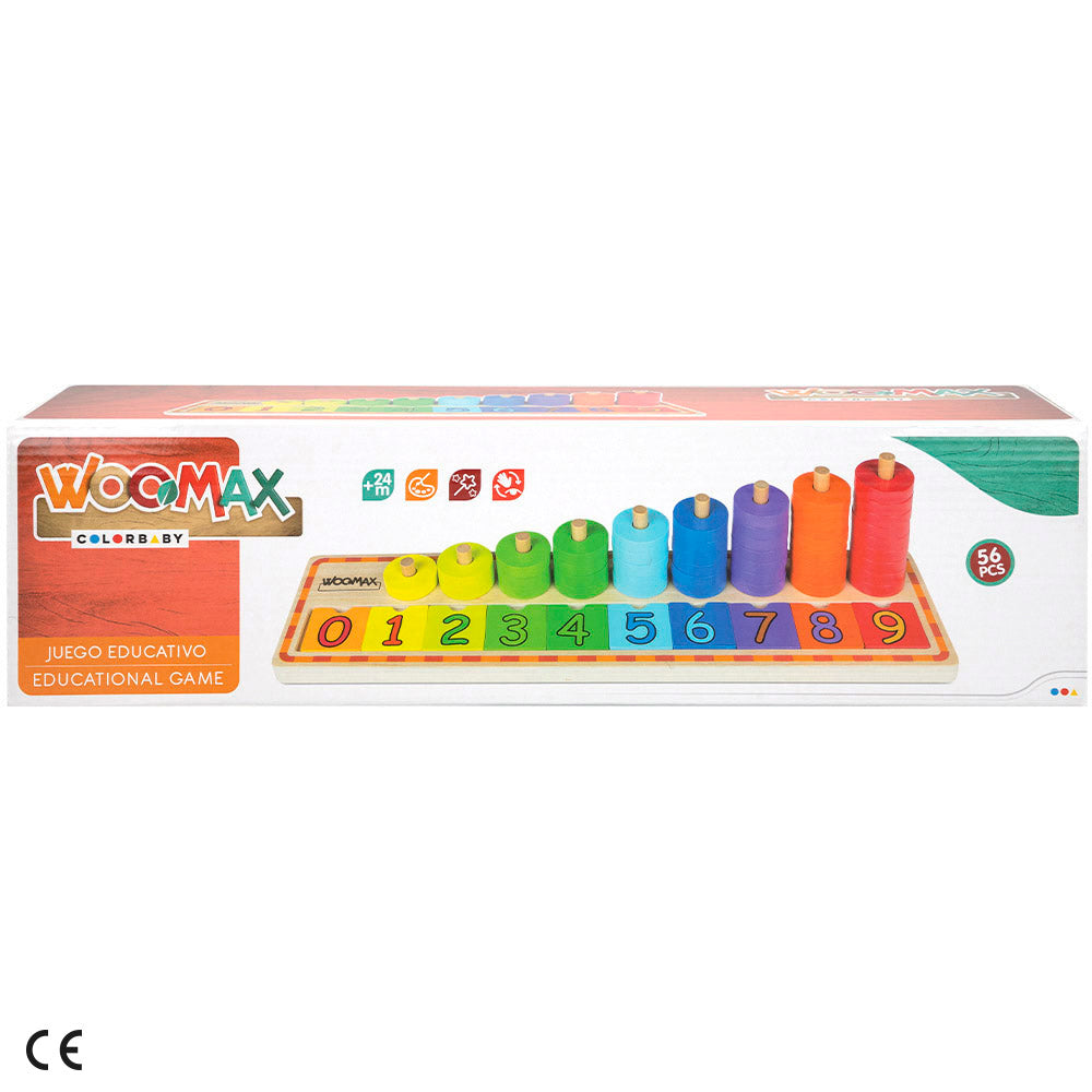 WOOMAX Juego educativo fichas y números de madera