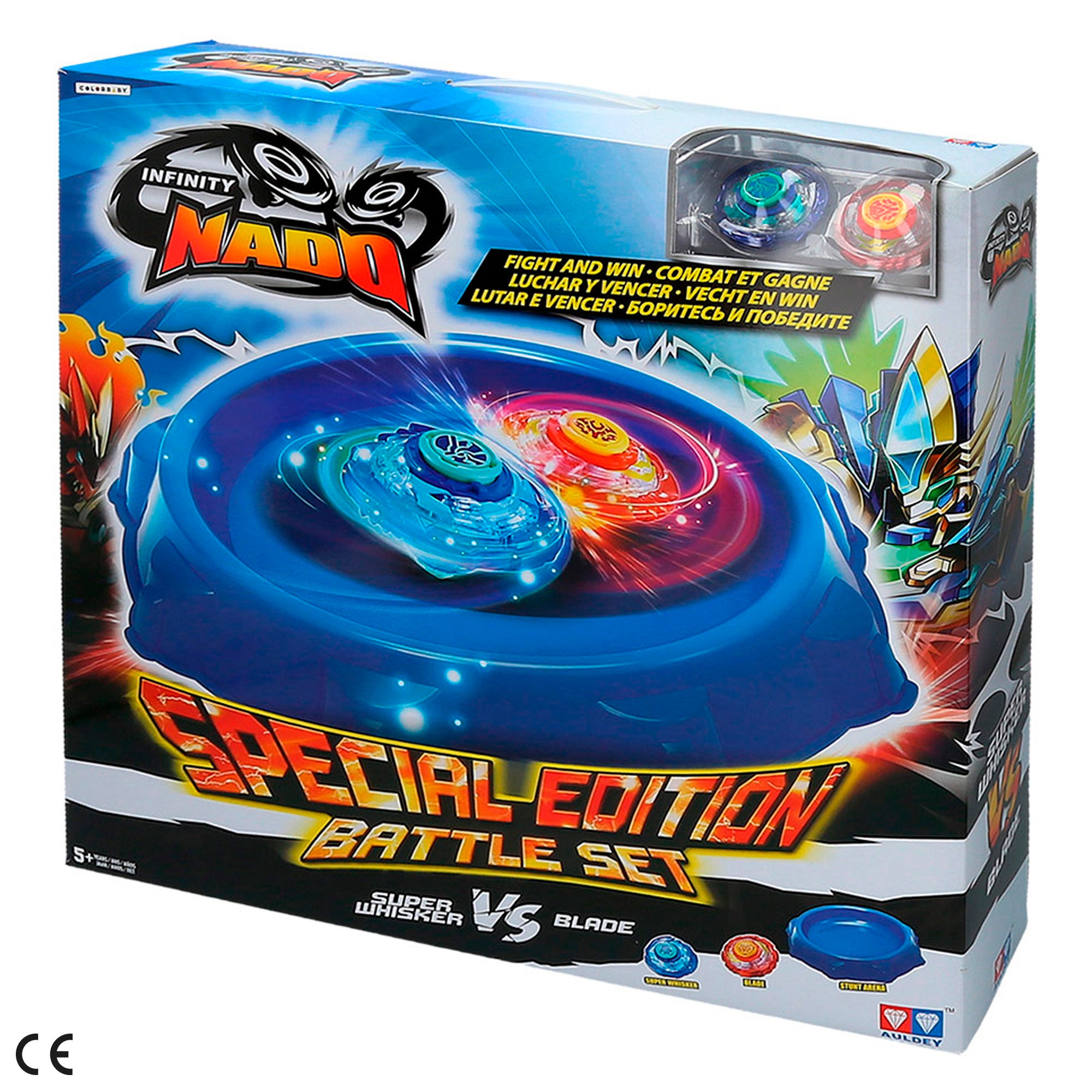 Infinity Nado Set Estadio arena, lanzadores y peonzas Super Whisker vs Blade