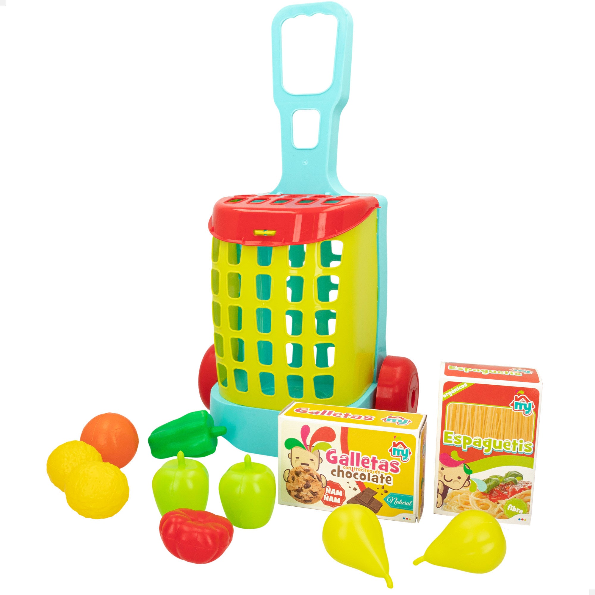 Carrito supermercado juguete con comida 11 pzas My Home Colors