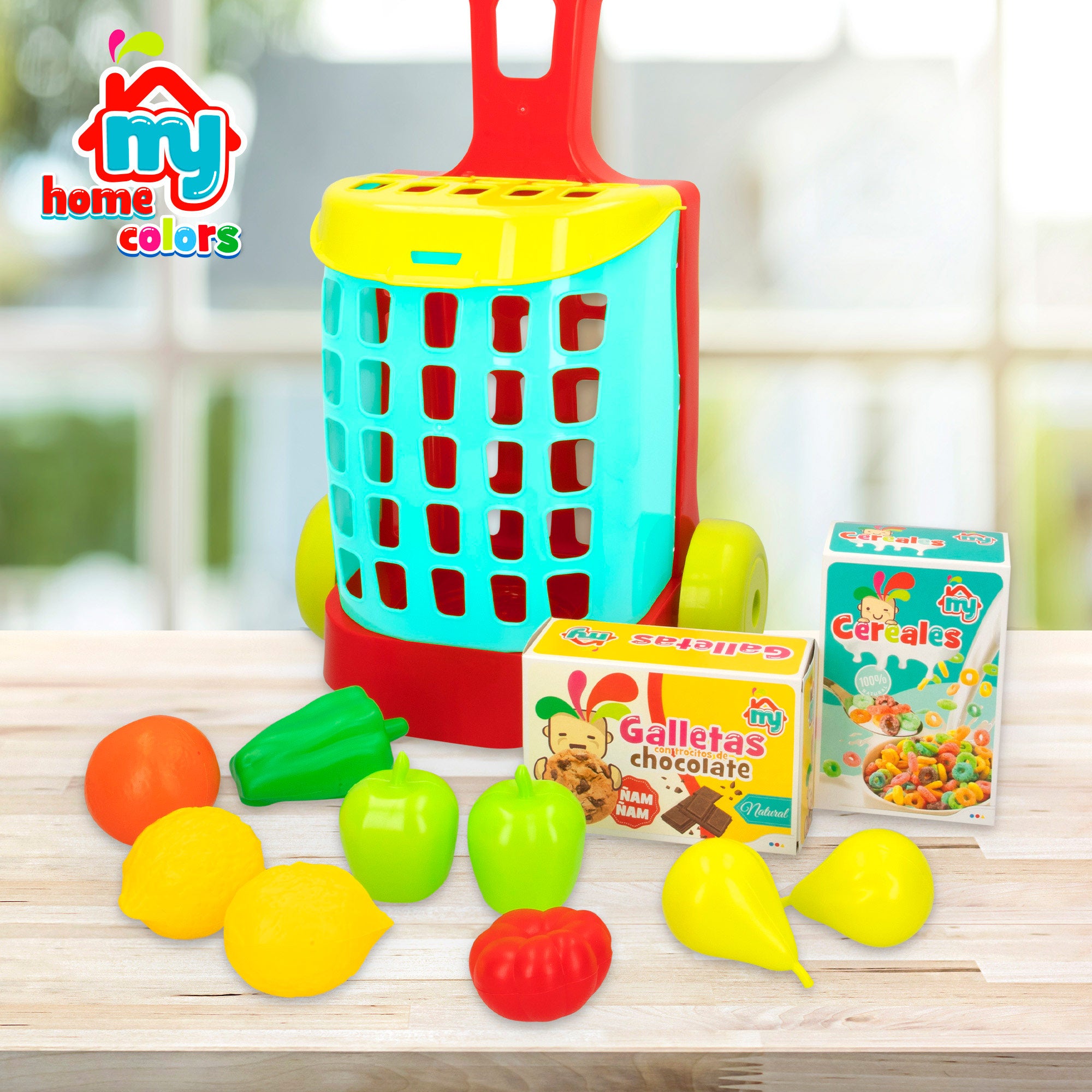 Carrito supermercado juguete con comida 11 pzas My Home Colors