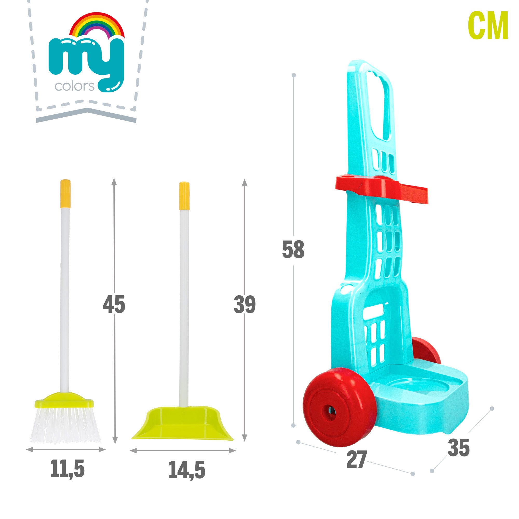 Carrito limpieza juguete con utensilios 5 pzas My Home Colors