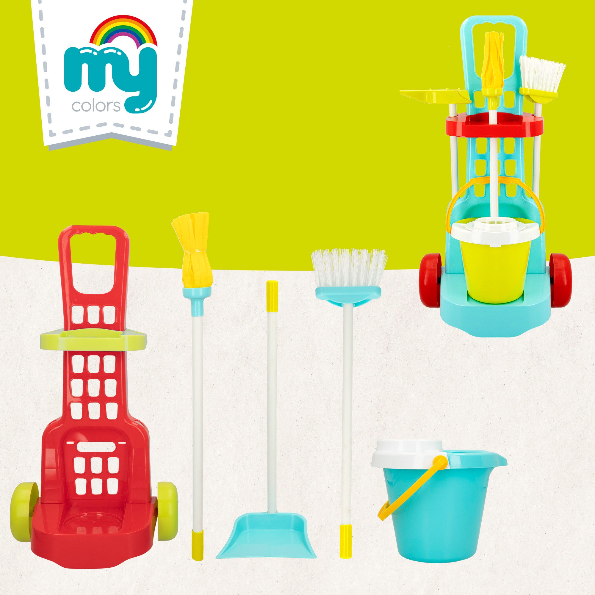 Carrito limpieza juguete con utensilios 5 pzas My Home Colors