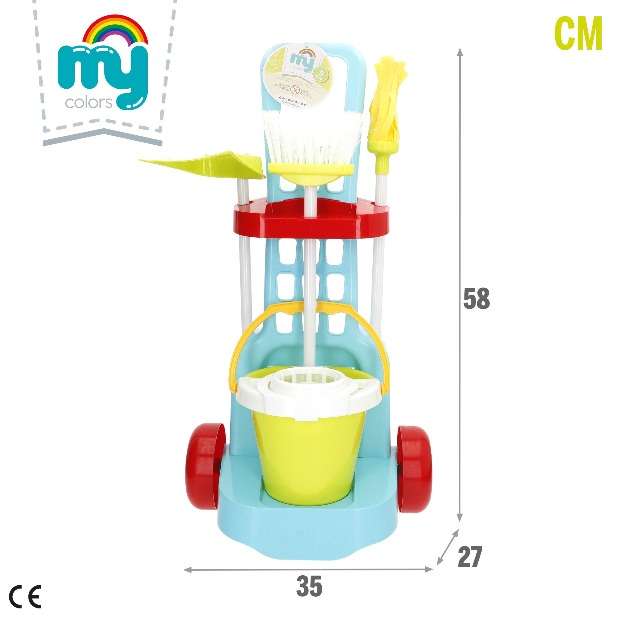 Carrito limpieza juguete con utensilios 5 pzas My Home Colors