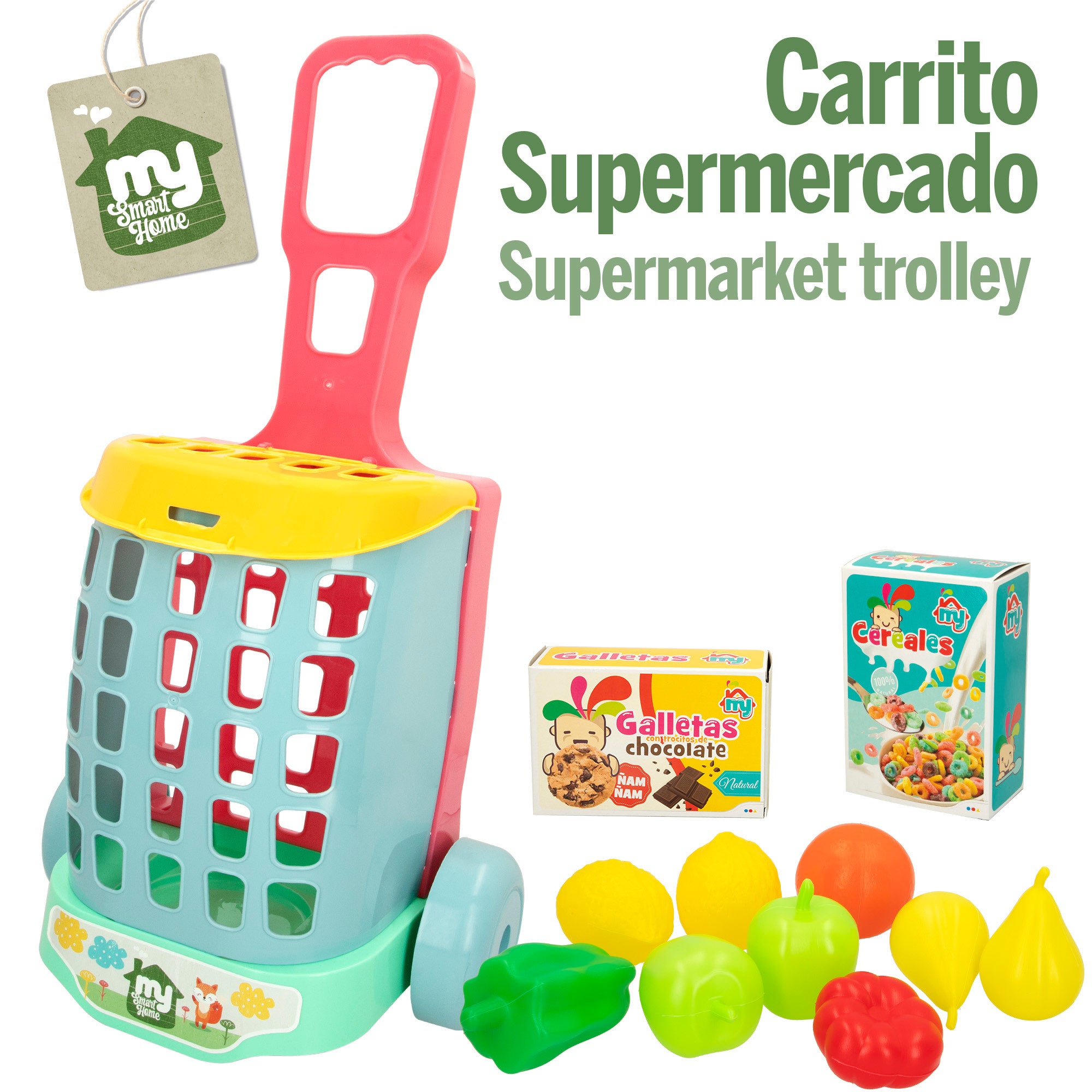 Carrito compra juguete con alimentos 11 pzas My Sweet Home