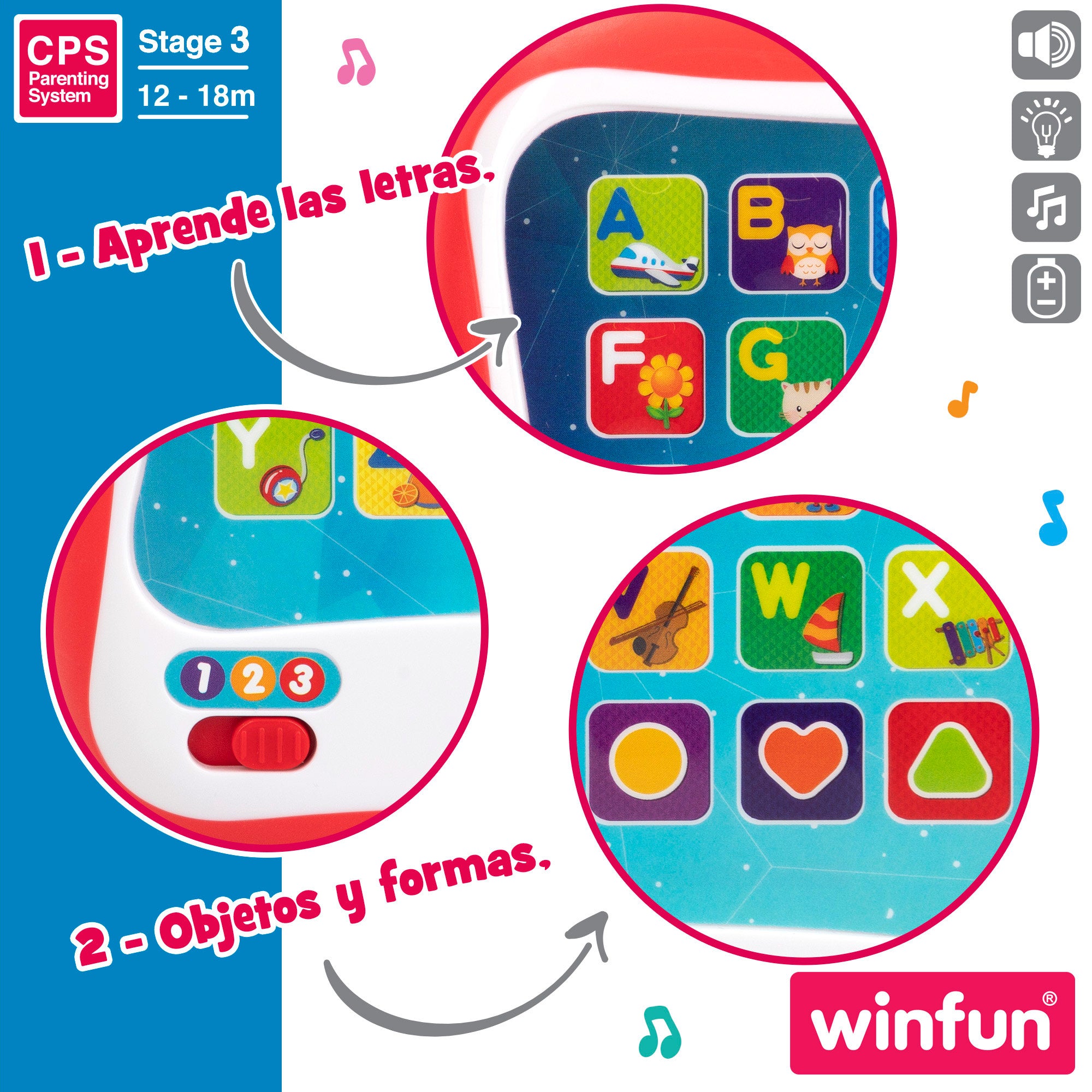 Winfun Tablet educativa con luz y sonidos en español