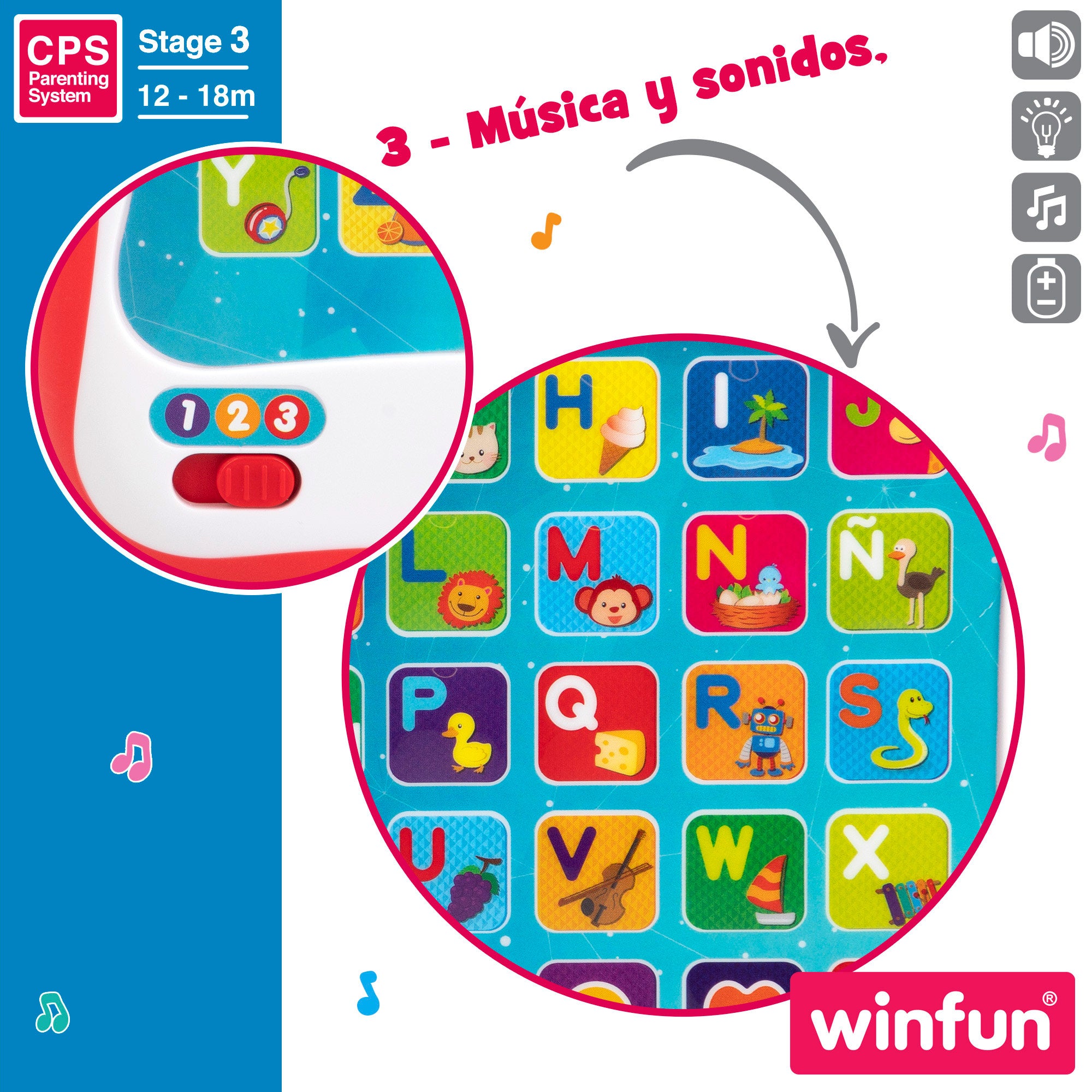 Winfun Tablet educativa con luz y sonidos en español