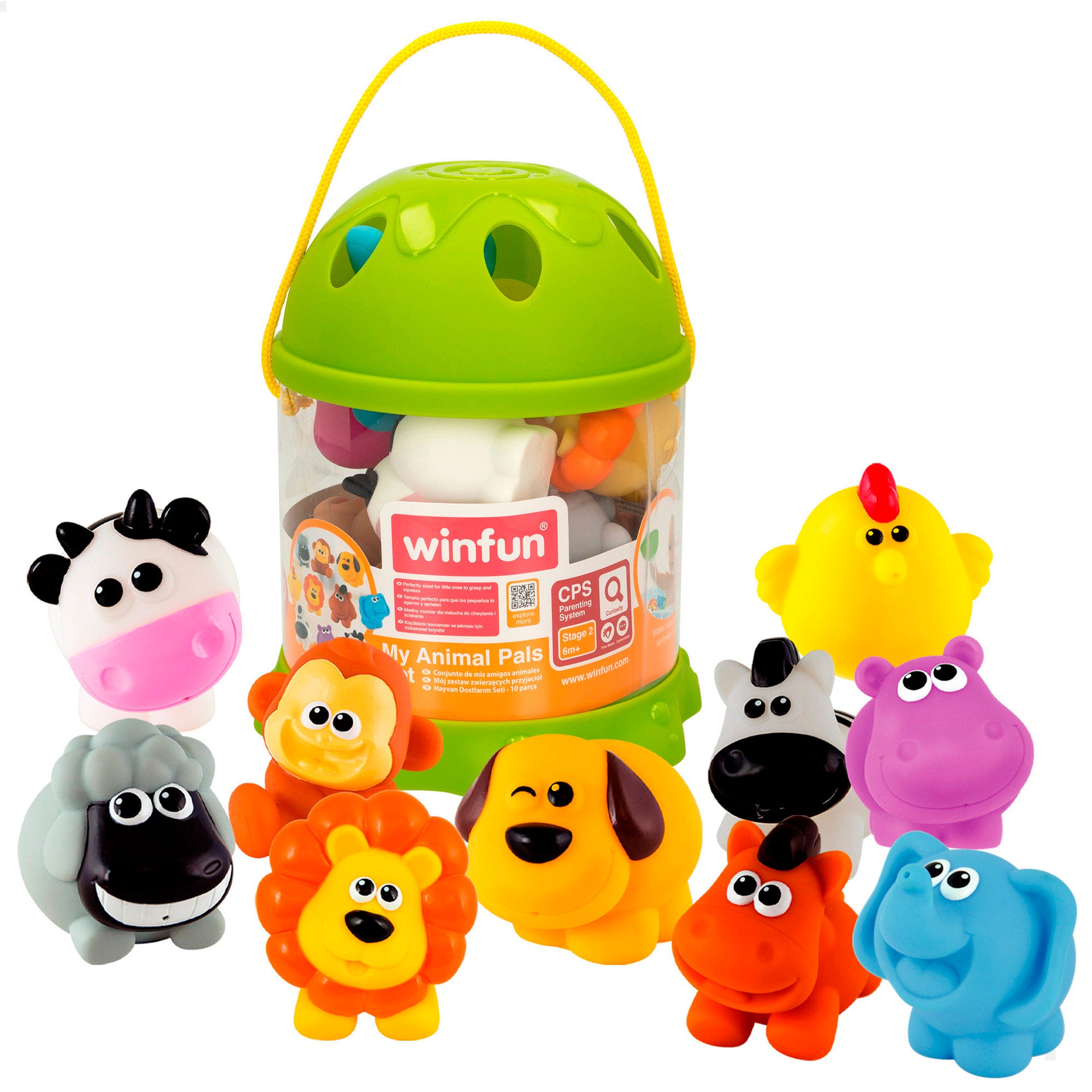 Winfun Juego 10 animalitos terrestres de goma para el baño