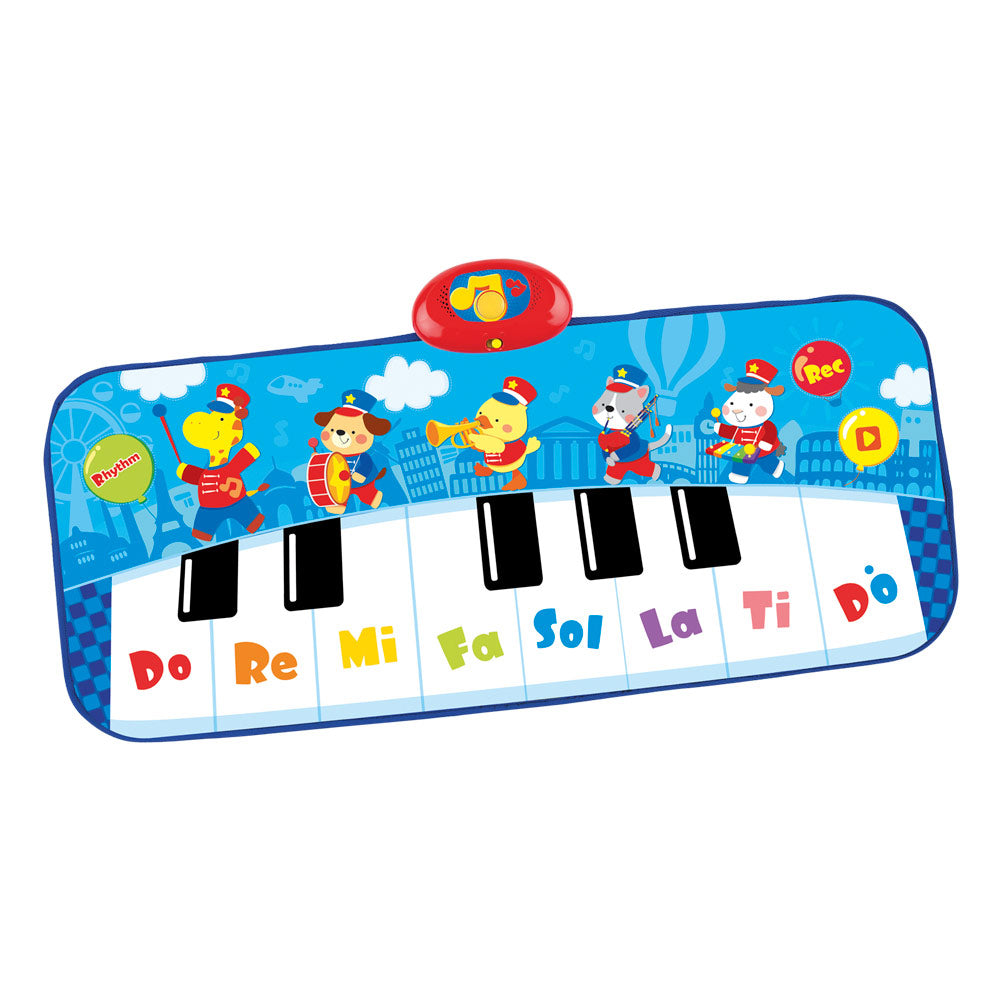 Winfun Alfombra piano azul con luz, sonido y grabadora