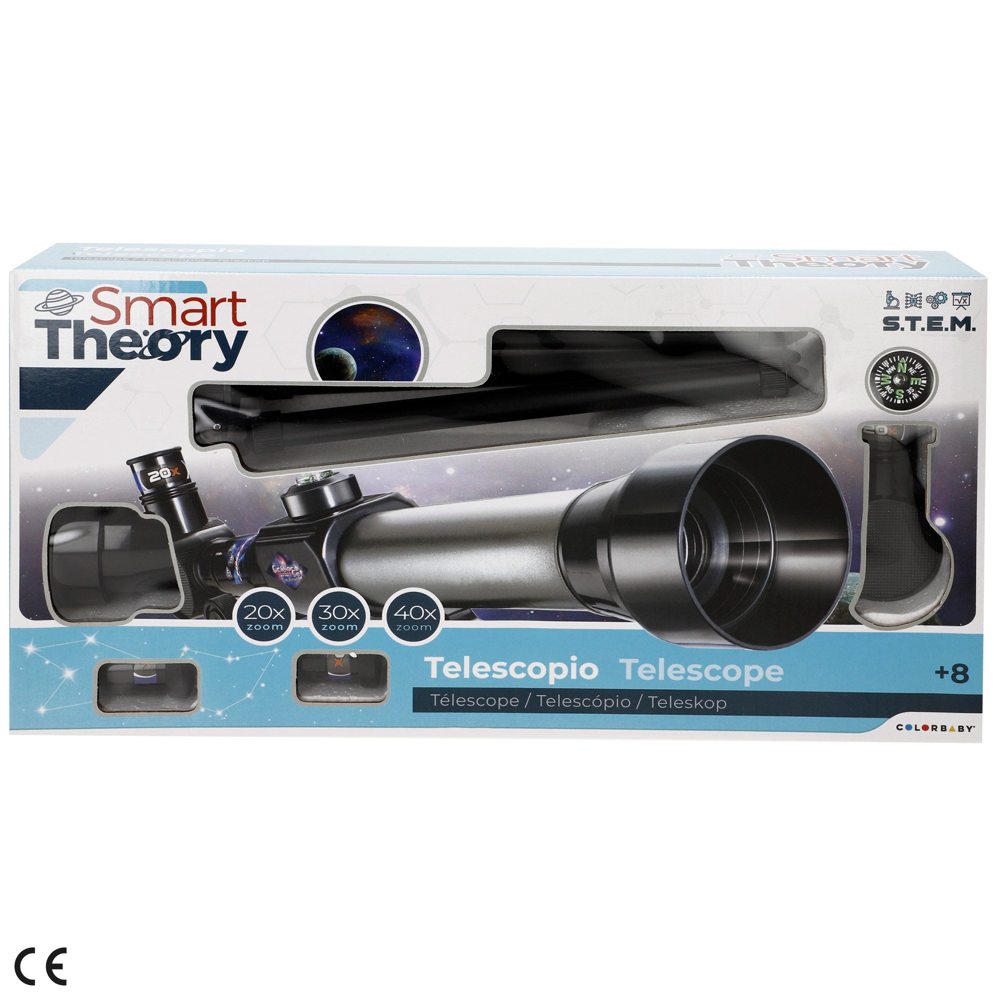 Telescopio de juguete con 3 aumentos Smart Theory