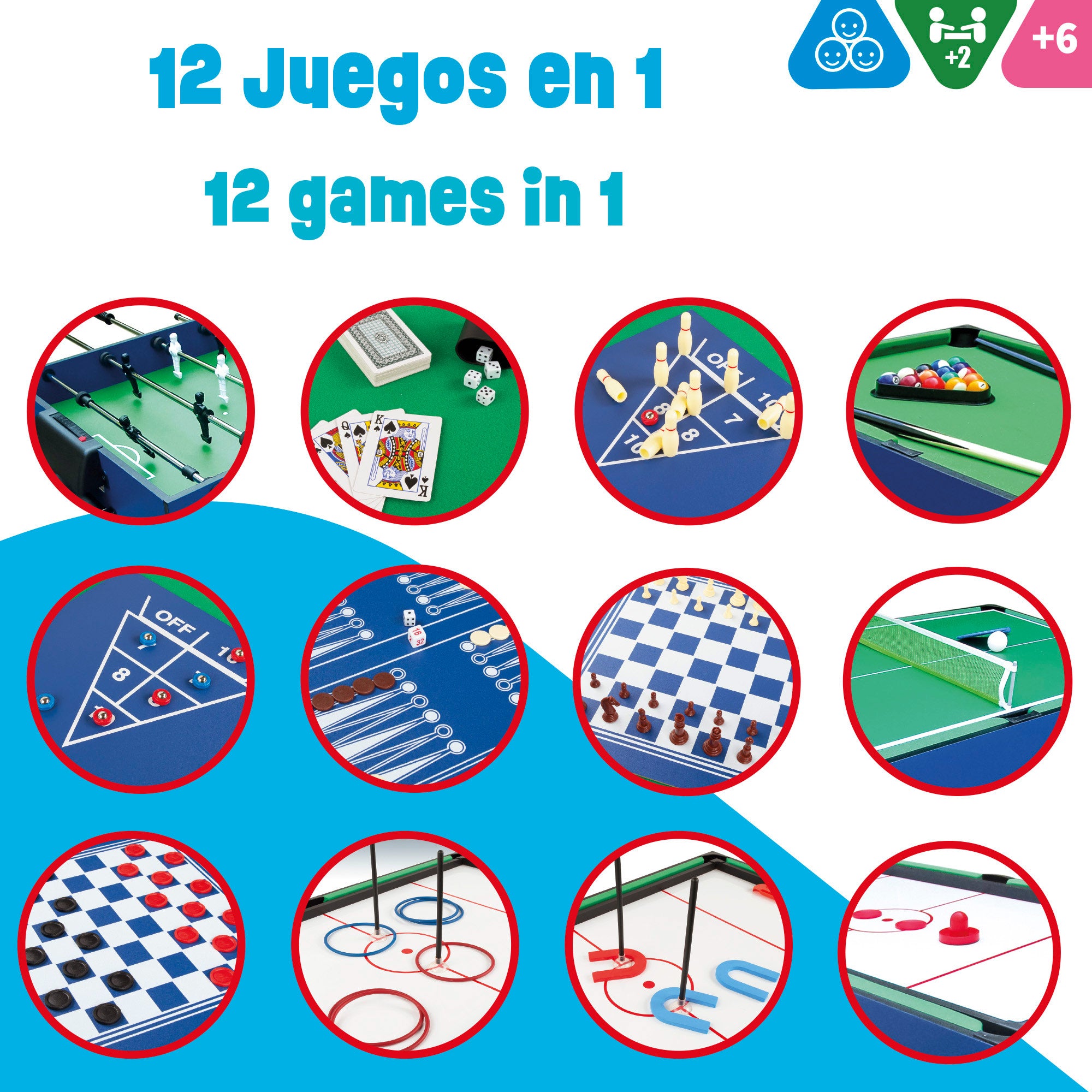 Mesa de billar multijuegos 12 en 1 CB Games