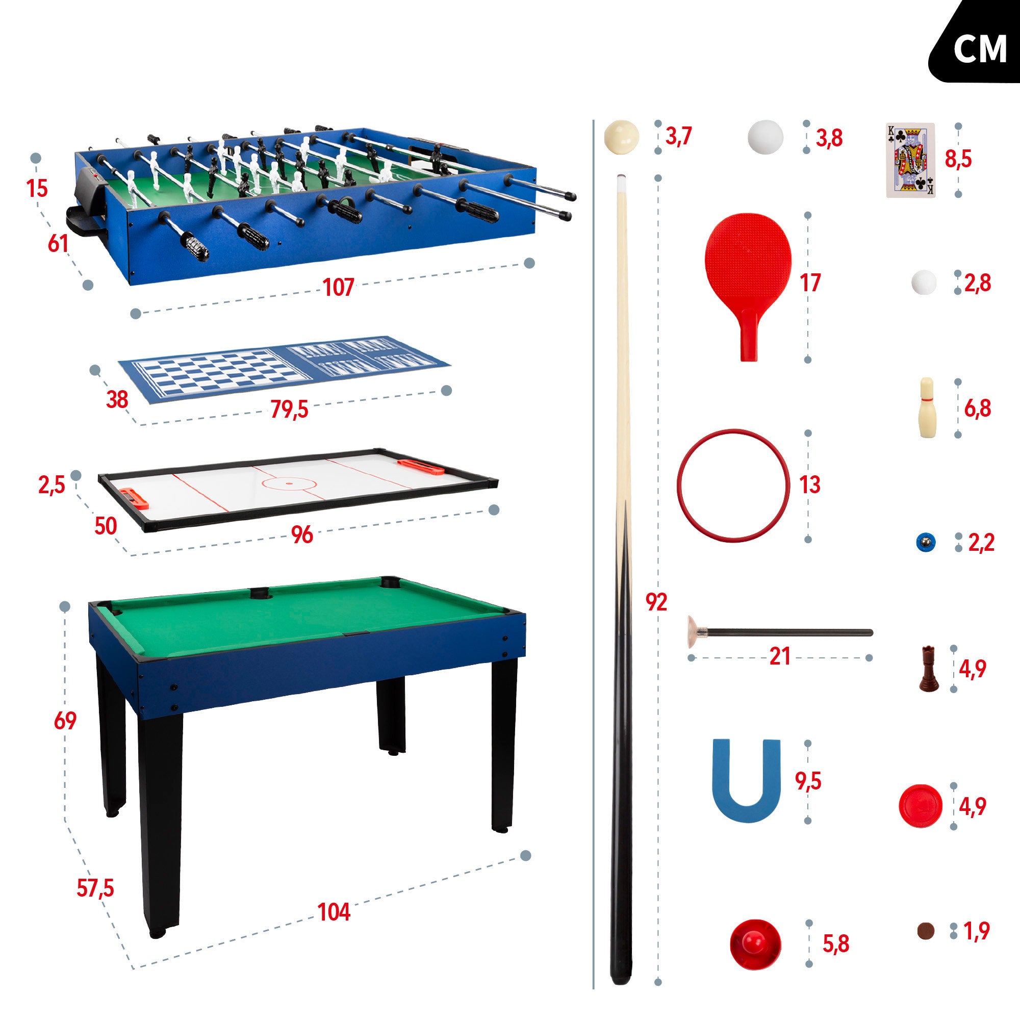 Mesa de billar multijuegos 12 en 1 CB Games