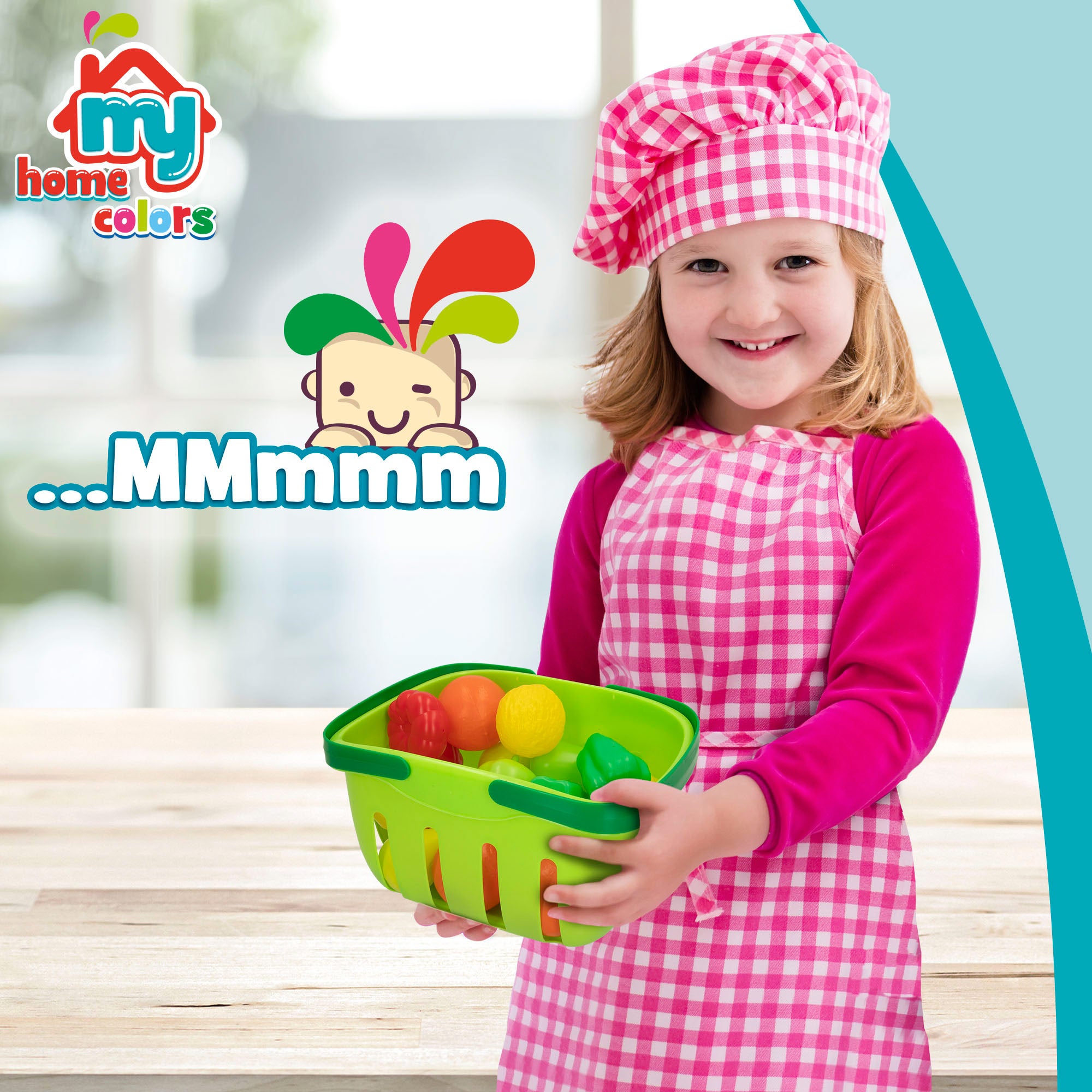 Cesta frutas y verduras de juguete 21 piezas My Home Colors