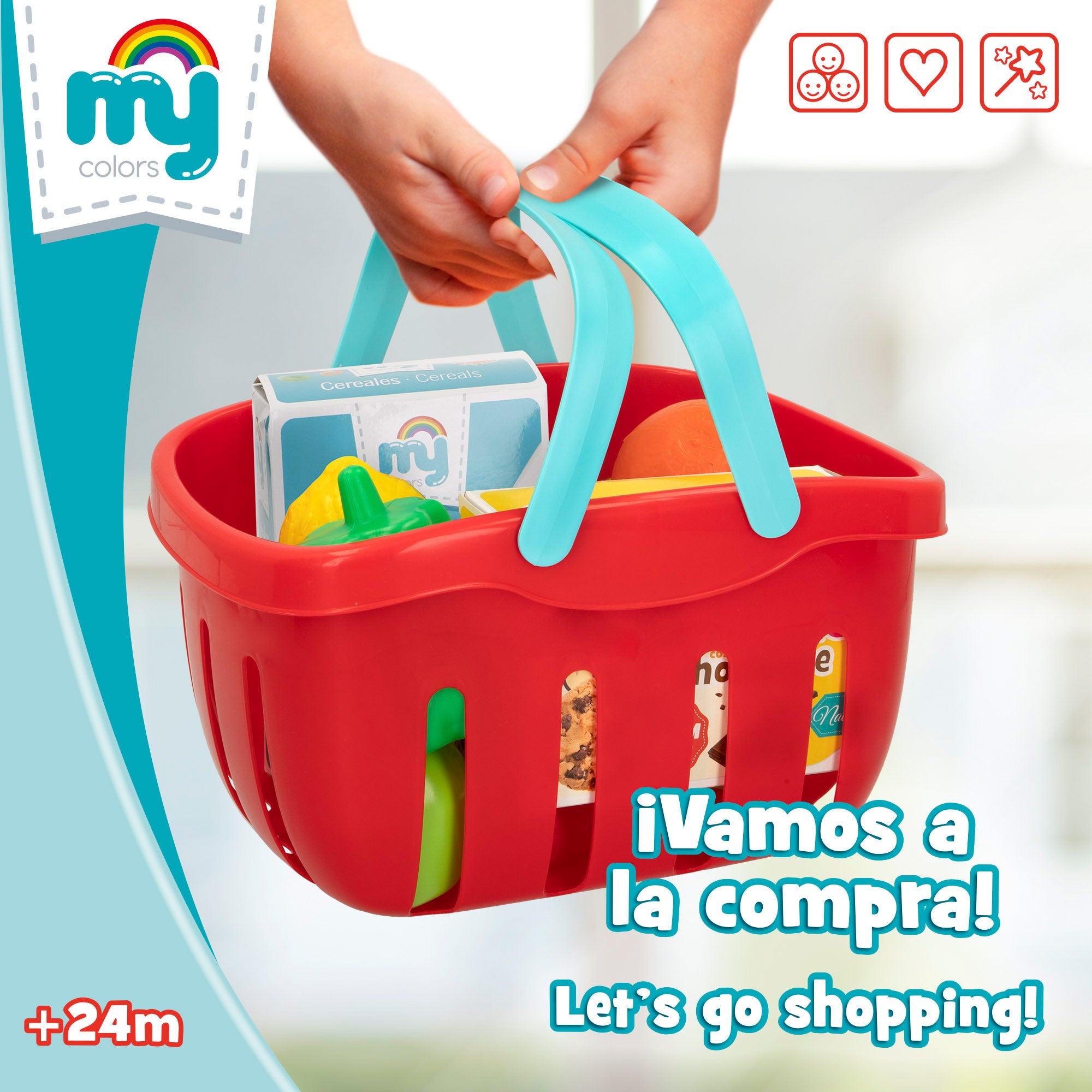 Cesta con comida de juguete y menaje 33 pzas My Home Colors