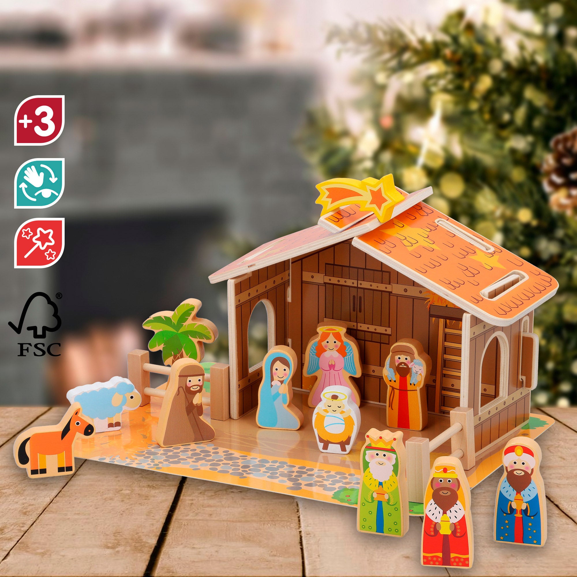 WOOMAX Belén de madera 20 piezas