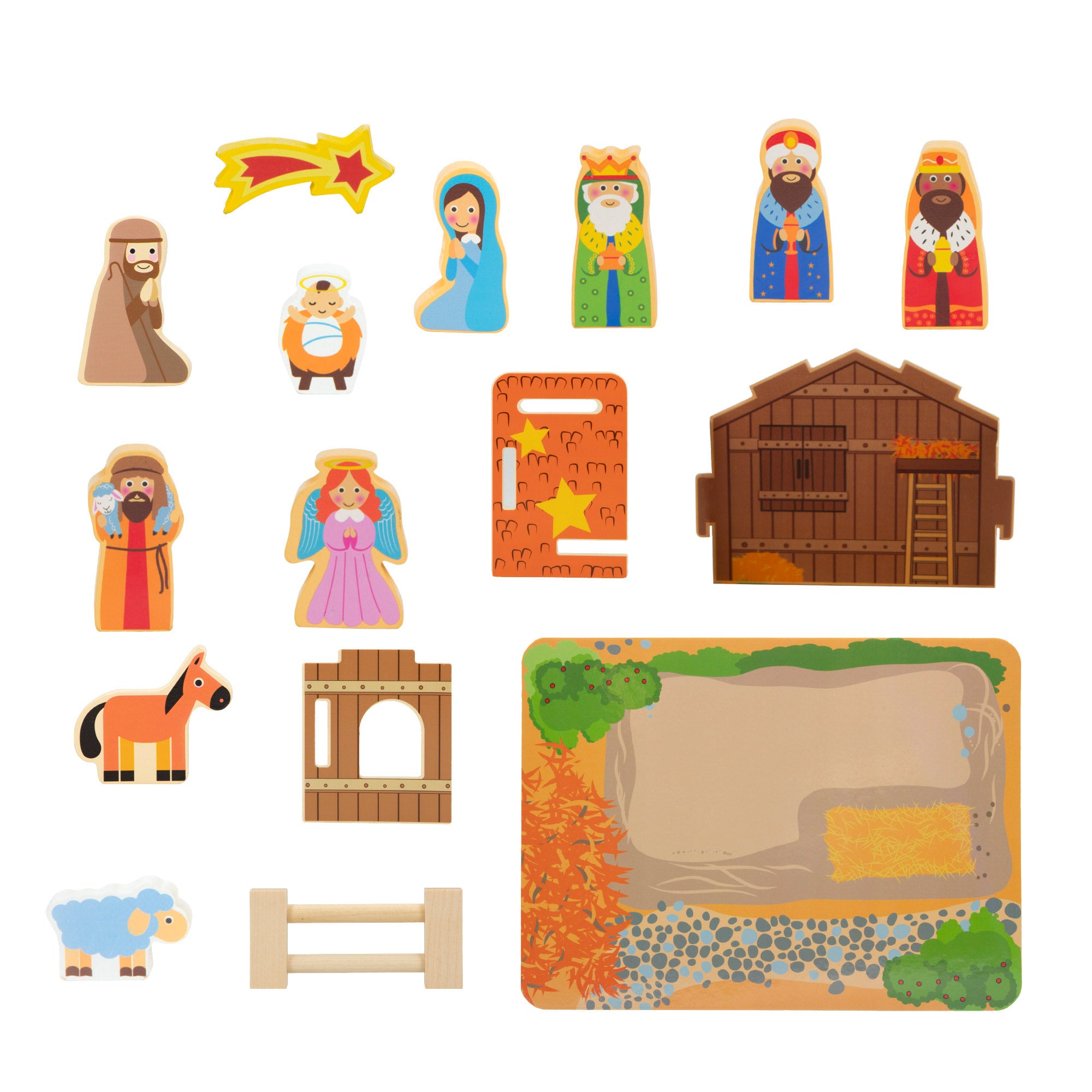 WOOMAX Belén de madera 20 piezas