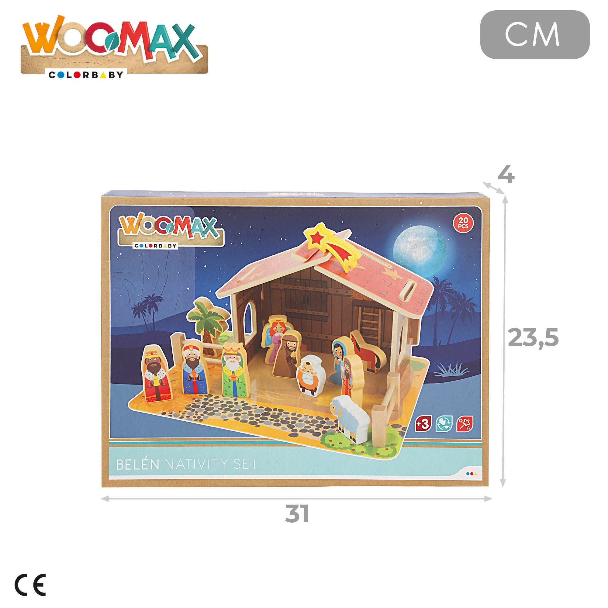 WOOMAX Belén de madera 20 piezas