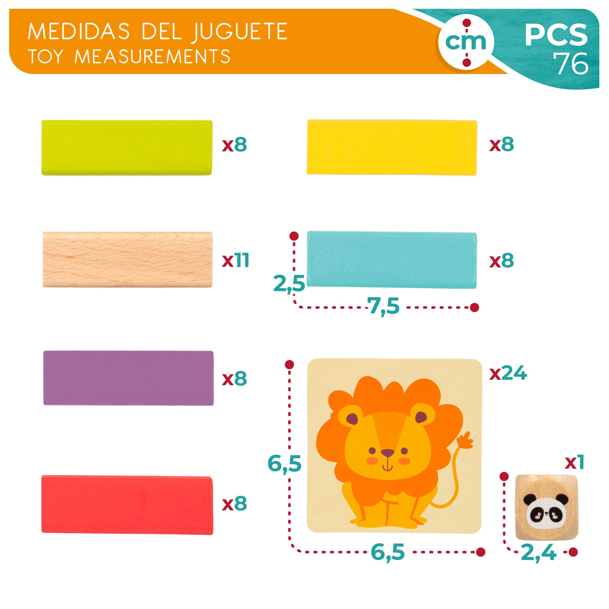 WOOMAX Torre de bloques de madera con animales y colores