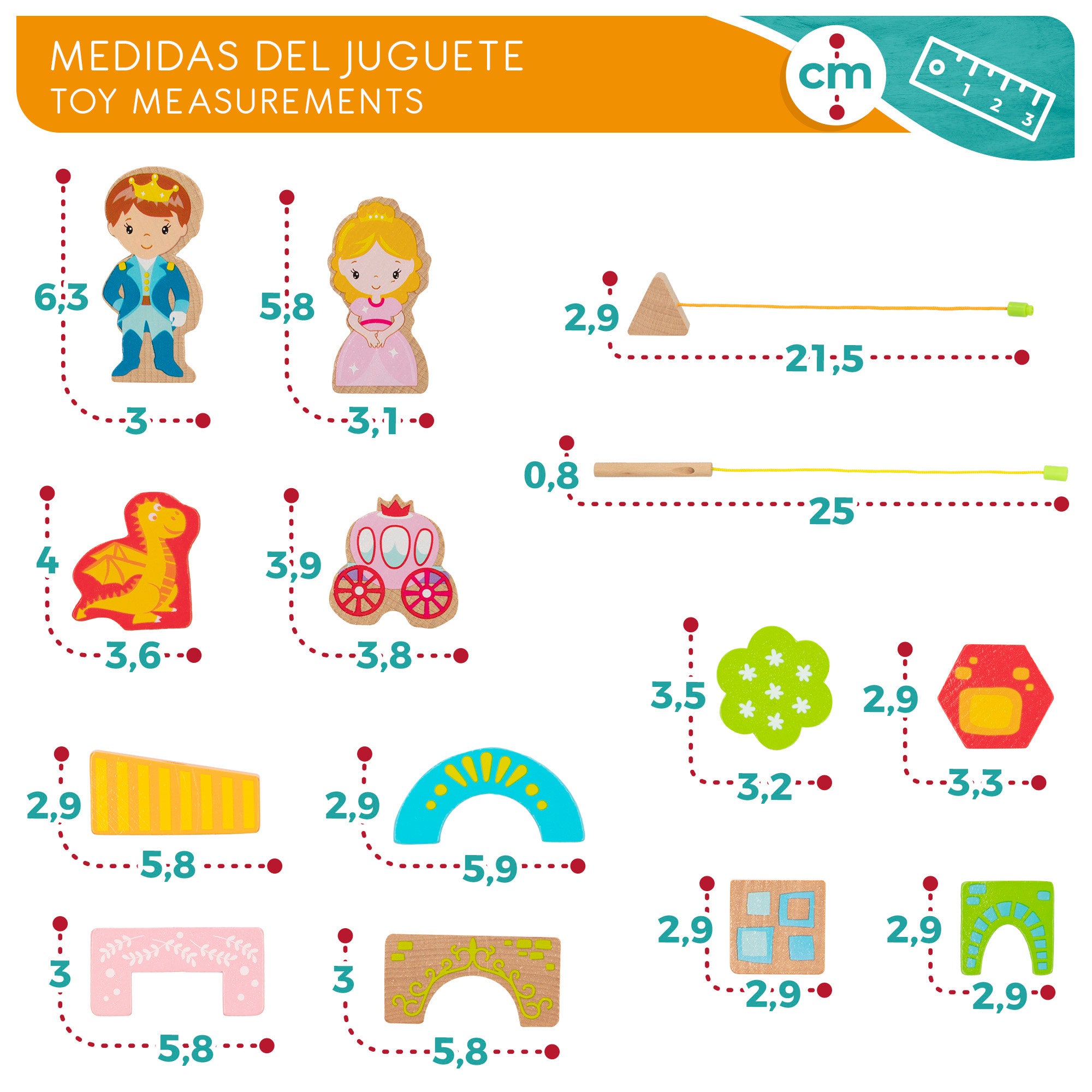 WOOMAX Juego de bloques de madera 32 piezas