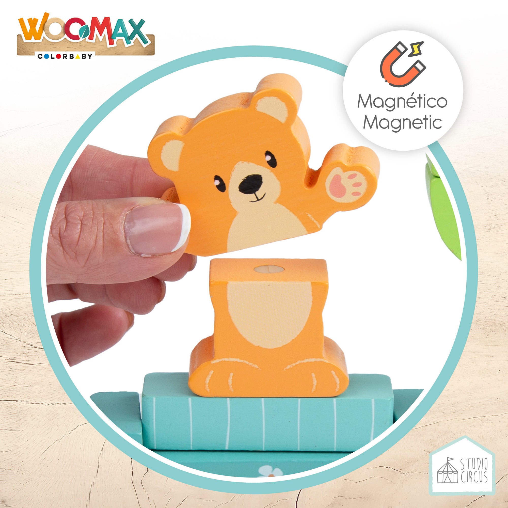 WOOMAX Studio Circus Juego bloques madera magnéticos bosque