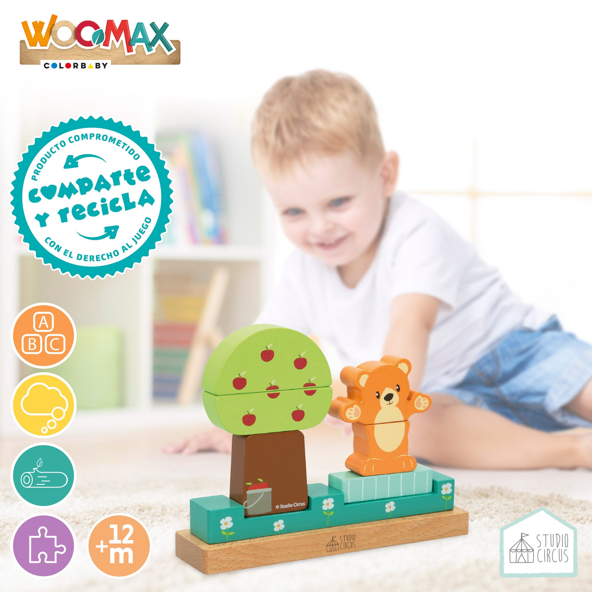WOOMAX Studio Circus Juego bloques madera magnéticos bosque