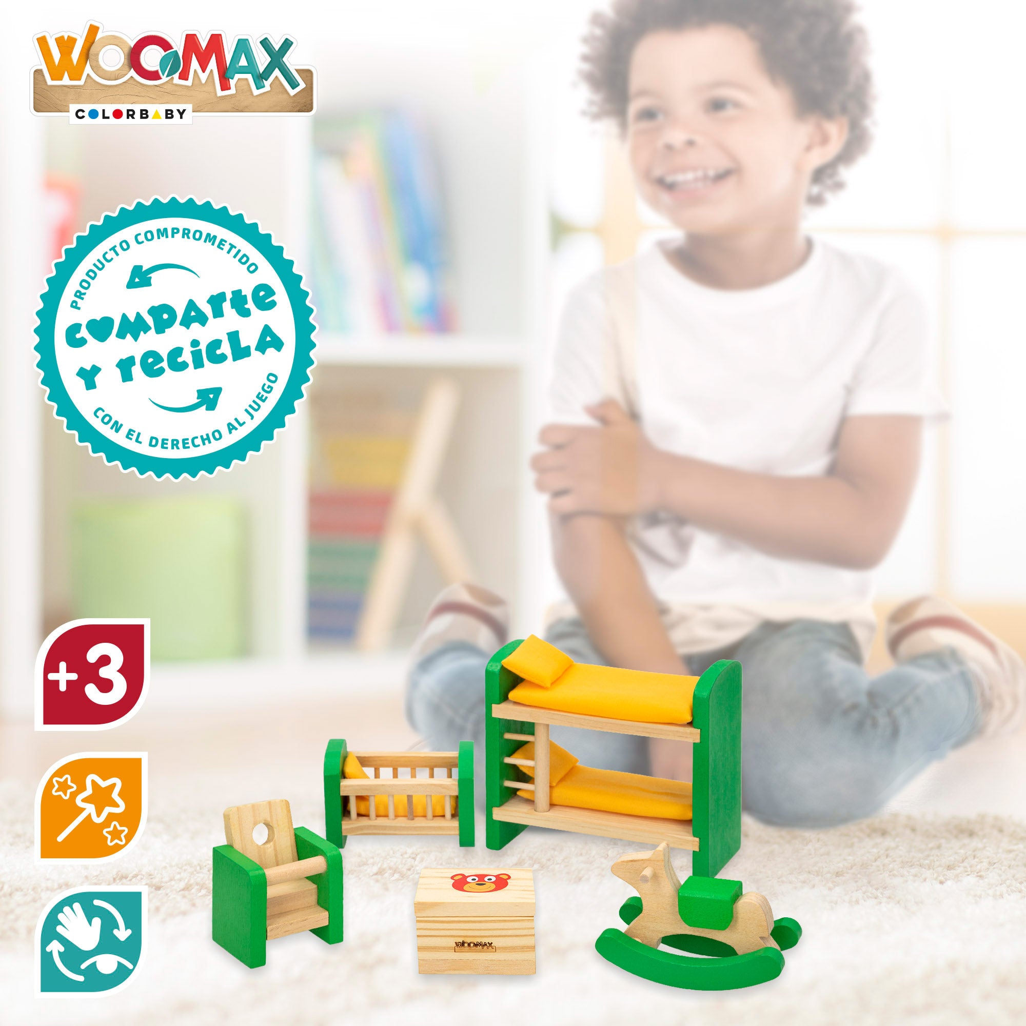 WOOMAX Set mobiliario casa de muñecas madera