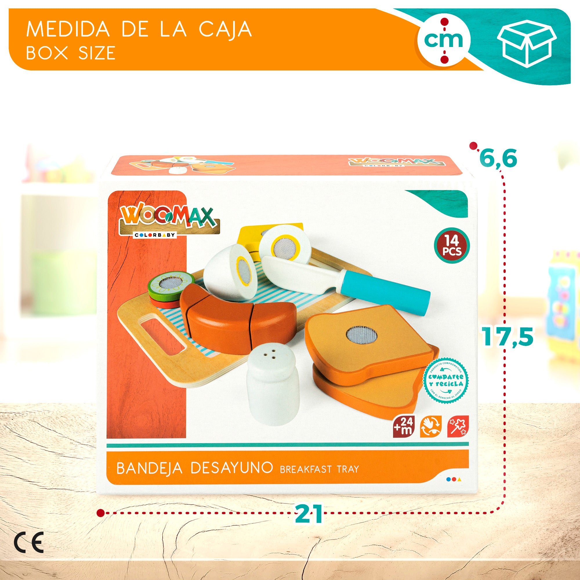 WOOMAX Bandeja desayuno con accesorios de madera