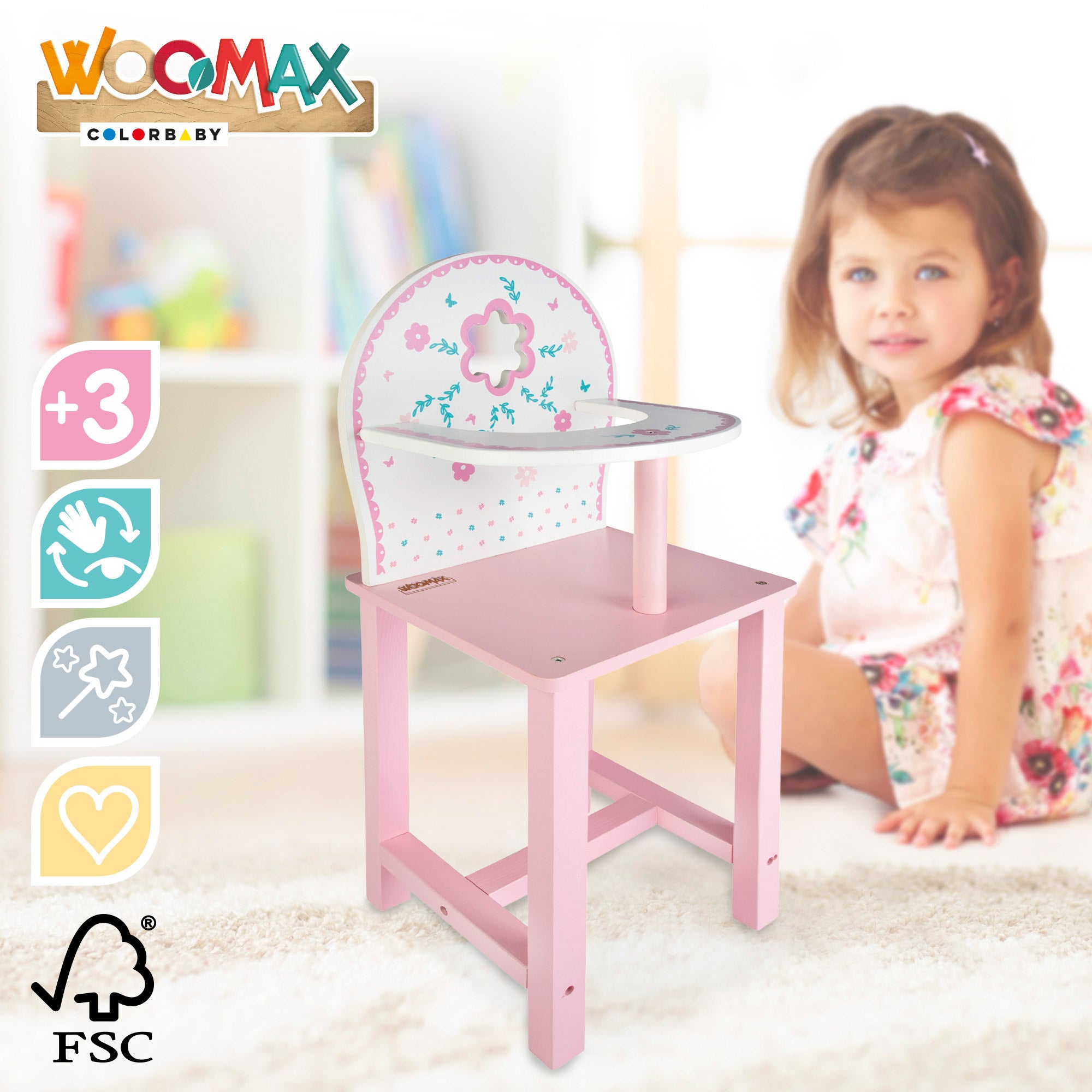 WOOMAX Trona para muñecas de madera