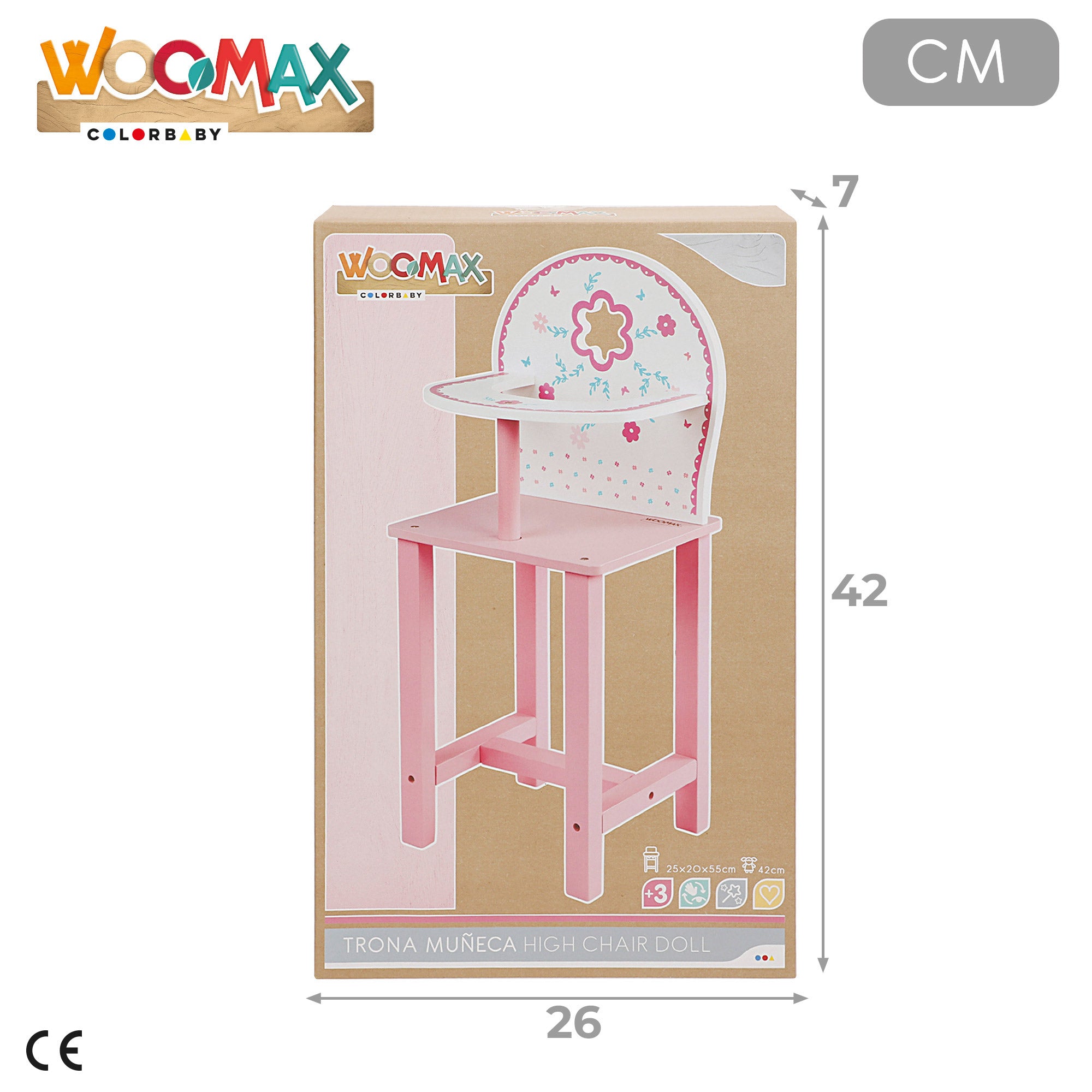 WOOMAX Trona para muñecas de madera