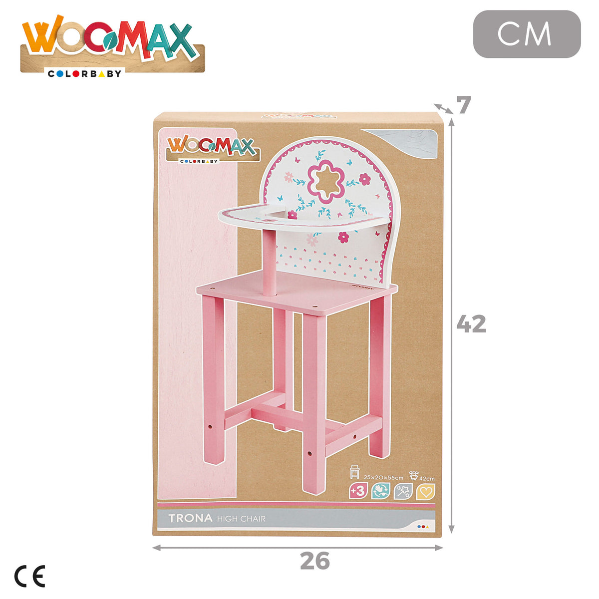 WOOMAX Trona para muñecas de madera