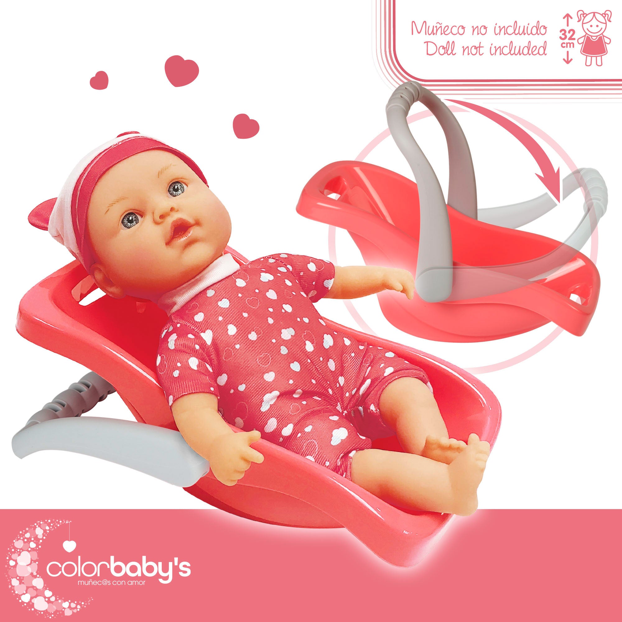 Cuna y portabebés para muñecas con accesorios Colorbaby's